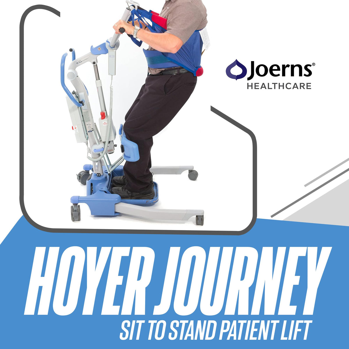 Joerns Hoyer Journey Sit to Stand Electric Power Patient Lift | Ultra Compact, Portable Folding Stand Aid | Safe Working Load 340 Lbs. | Smart Monitor Technology
