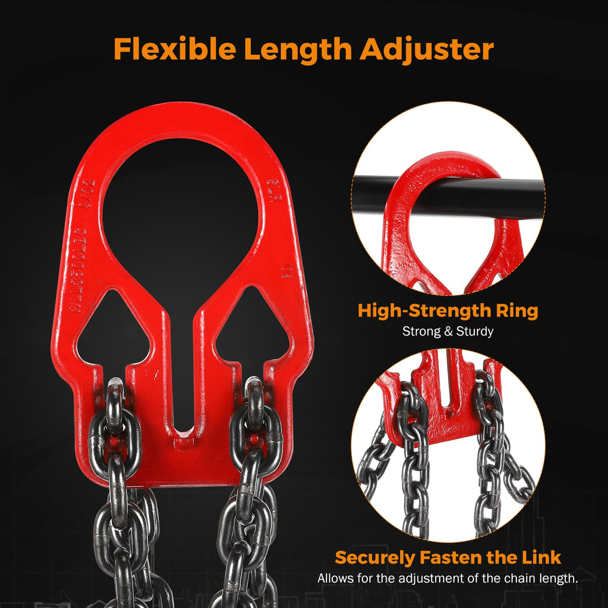 BEAMNOVA Lifting Chains with Adjuster Hooks, 3/8 Inch x 10Ft + 5/16 Inch x 10Ft