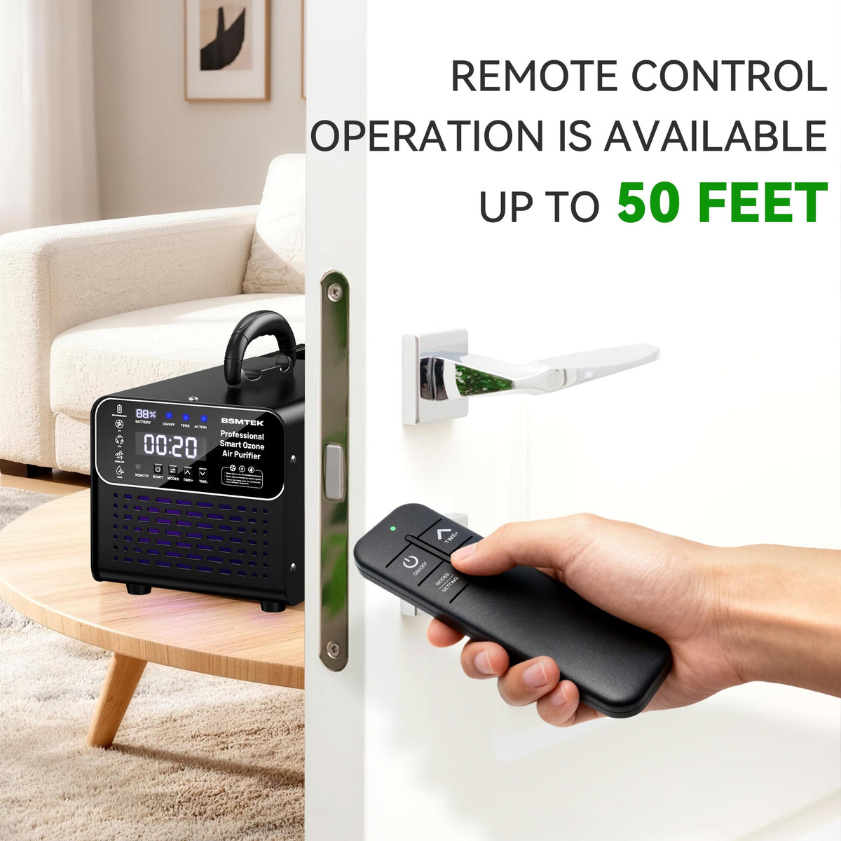 Cordless Ozone Generator - 1,000,000mg/h Professional Grade Covers 10000 Sq-Ft+, 2026 Upgraded Portable Deisgn with 2x 5000mAh Battery for 8-10 Hours Use, With Remote Control, Black