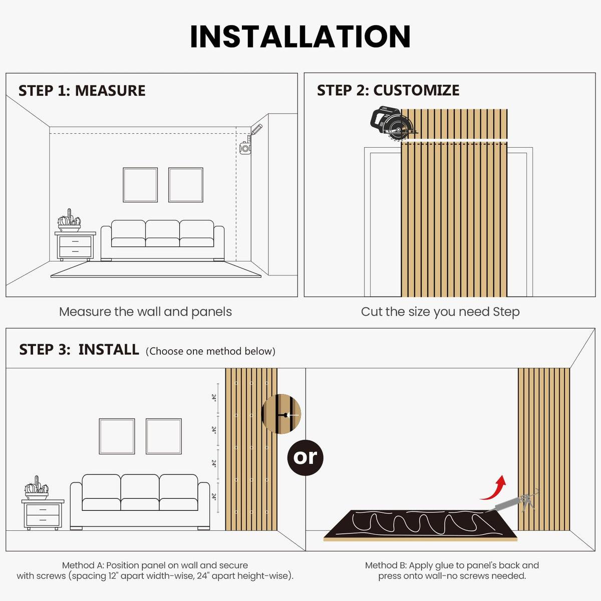 Wood Slat Wall Panels - 4 Pack 47.2" × 23.6" - Acoustic Panels Noise Reduction for Home Office Studio, 3D Fluted Sound Dampening Absorbing Panels, Walnut
