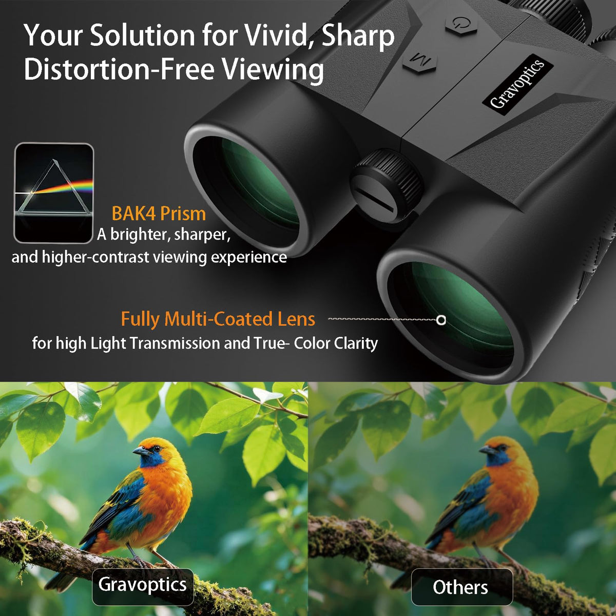 Gravoptics Rangefinder Binoculars for Hunting, 1968 Yard Long Range Laser Rangefinding 10x42mm HD, Fast 0.15s IP65 Waterproof ±0.5m Accuracy Compact Range Finder for Hiking, Golf, Outdoor Adventures