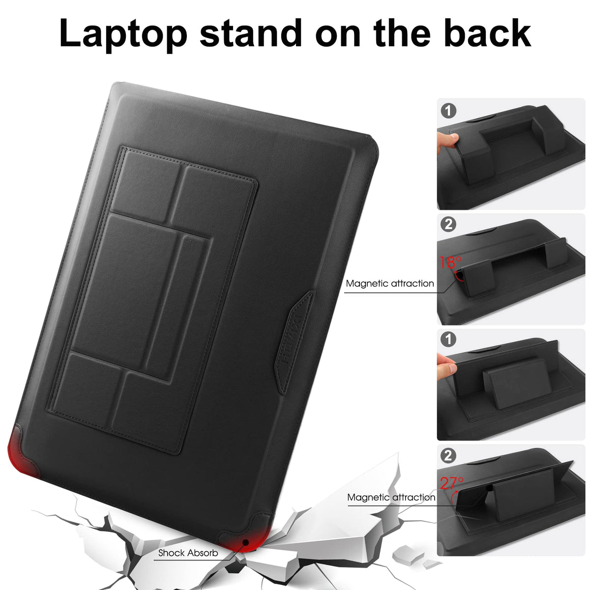 HoYiXi 15 16 Inch Laptop Sleeve Case Leather Bag for MacBook Pro 16 2021 & 2019/ASUS Vivobook 15/Huawei MateBook D15/HP 15.6" PC/MacBook Pro 15/Surface Laptop 3/Dell Inspiron 15/IdeaPad, Black