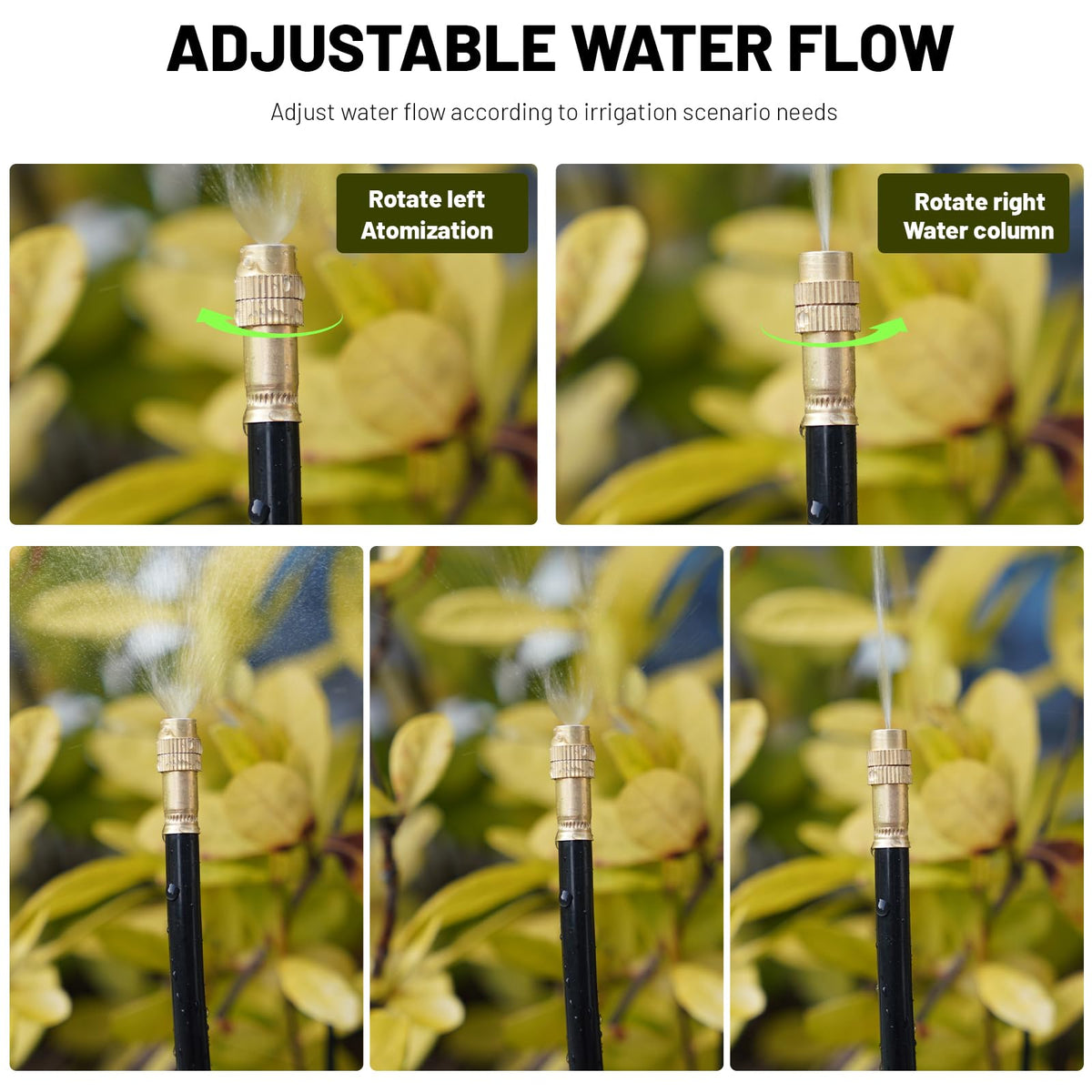 Thiswing 360° Adjustable Drip Irrigation System - 50 FT Garden Watering System with 16 Nozzles, Raised Bed Sprinkler Irrigation System, Garden Mister for Yard, Lawn, Plants, 5/16" Tubing