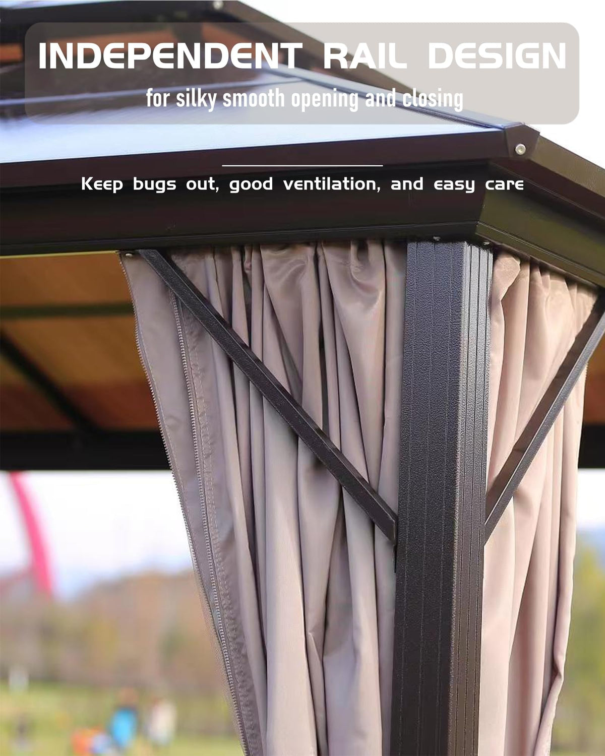 IDEALHOUSE 10x10Ft Hardtop Gazebo - Aluminum Frame Permanent Pavilion with Double Roof, Mosquito Netting & Privacy Curtains for Patio, Garden, Deck & Backyard Parties