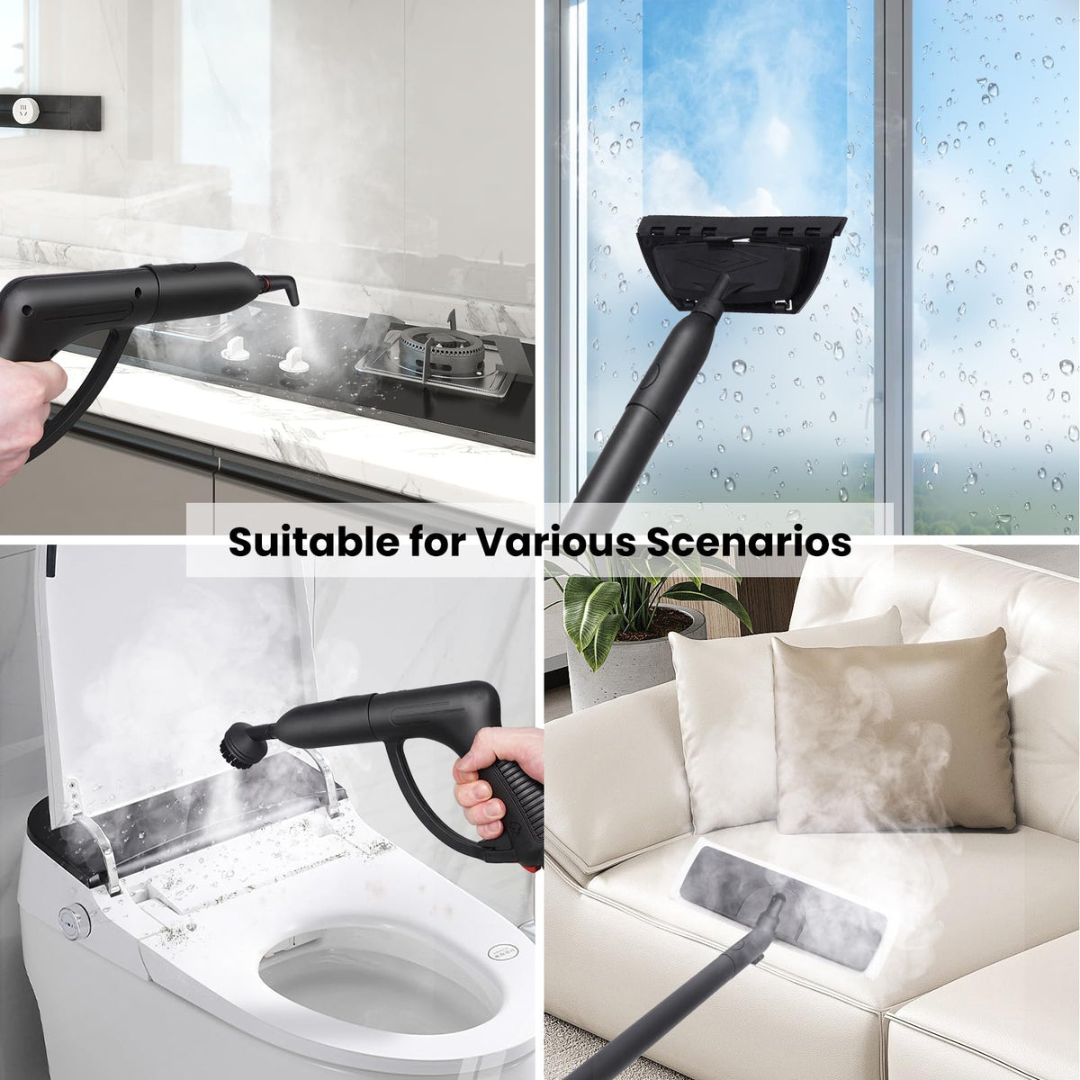 Steam Cleaner 1.5L Steamer for Cleaning Fast Heating 6-in-1 Multi-Surface with 8 Accessories UL499 Certified Heavy Duty Steam Cleaner for Home, Car, Floors, Sofas, Tiles, Grout Steam Cleaners