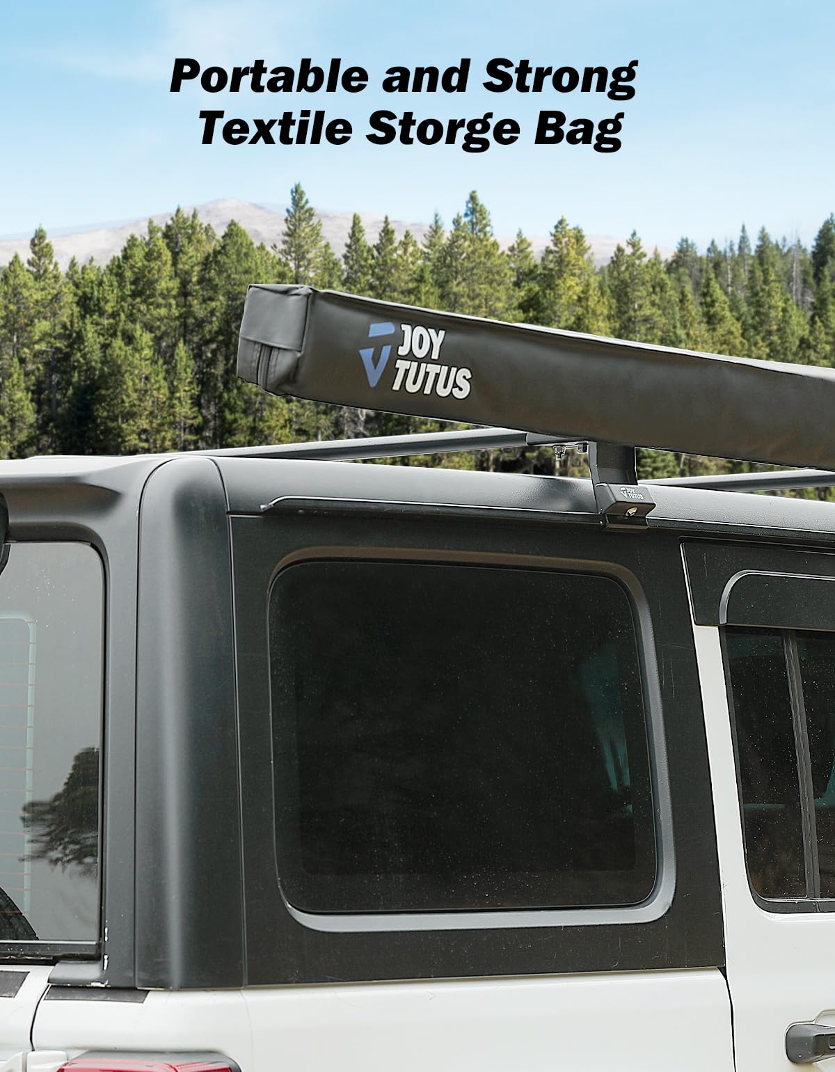 JOYTUTUS Vehicle Awning 6.6'x8.2' Roof Rack Pull-Out Sun Shade UV50+, Weatherproof 4x4 Side Sunshade for Camping, Car Awning with Adjustable Hardware, Quick Set-up, SUV/Truck/Van/Jeep