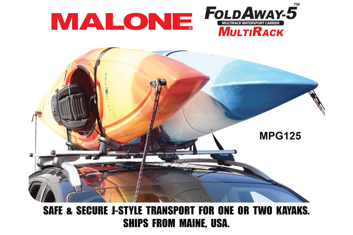 Malone Foldaway-5™ Multi-Rack Folding 1 or 2 Kayak, SUP, Canoe Carrier, Black (MPG125)