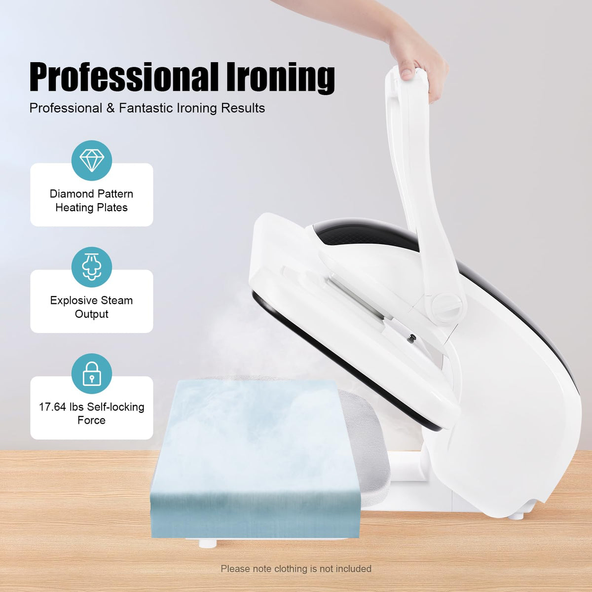 Intelligent Steam Press for Clothes, 1600W Digital Steam Press with 5 Fabric Settings and Overheating Protection, 35.8" Large Ironing Area w/Touch Screen & Voice Prompts for Sheets, etc