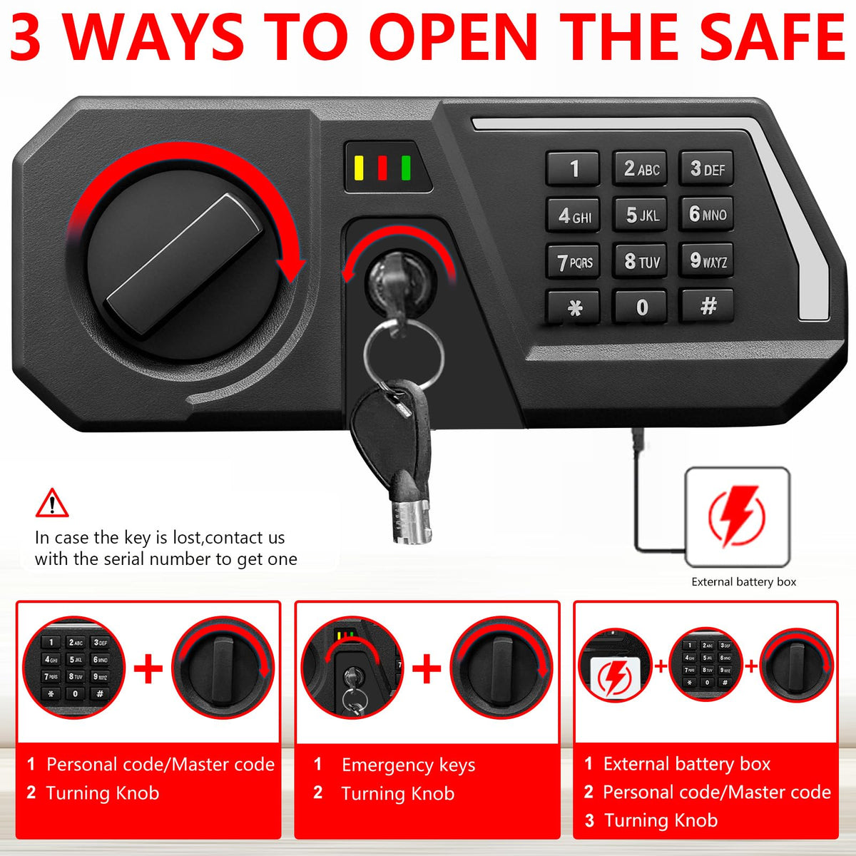 3.4 Cub Large Safes for Home Use, Digital Home Safe Box Fireproof Waterproof with Programmable Keypad, Spare Keys and Removable Shelf, Anti-Theft Fire Proof Safe for Document Money Valuables
