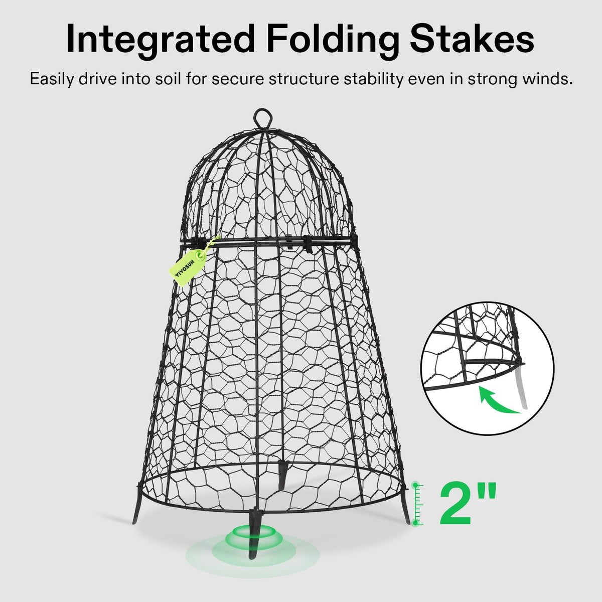 VIVOSUN Garden Cloches for Plants, Rustproof Chicken Wire Cloches with Flip-Top Design & Integrated Folding Stakes, Plants Protectors, Keep Small Animals Out, 6-Pack