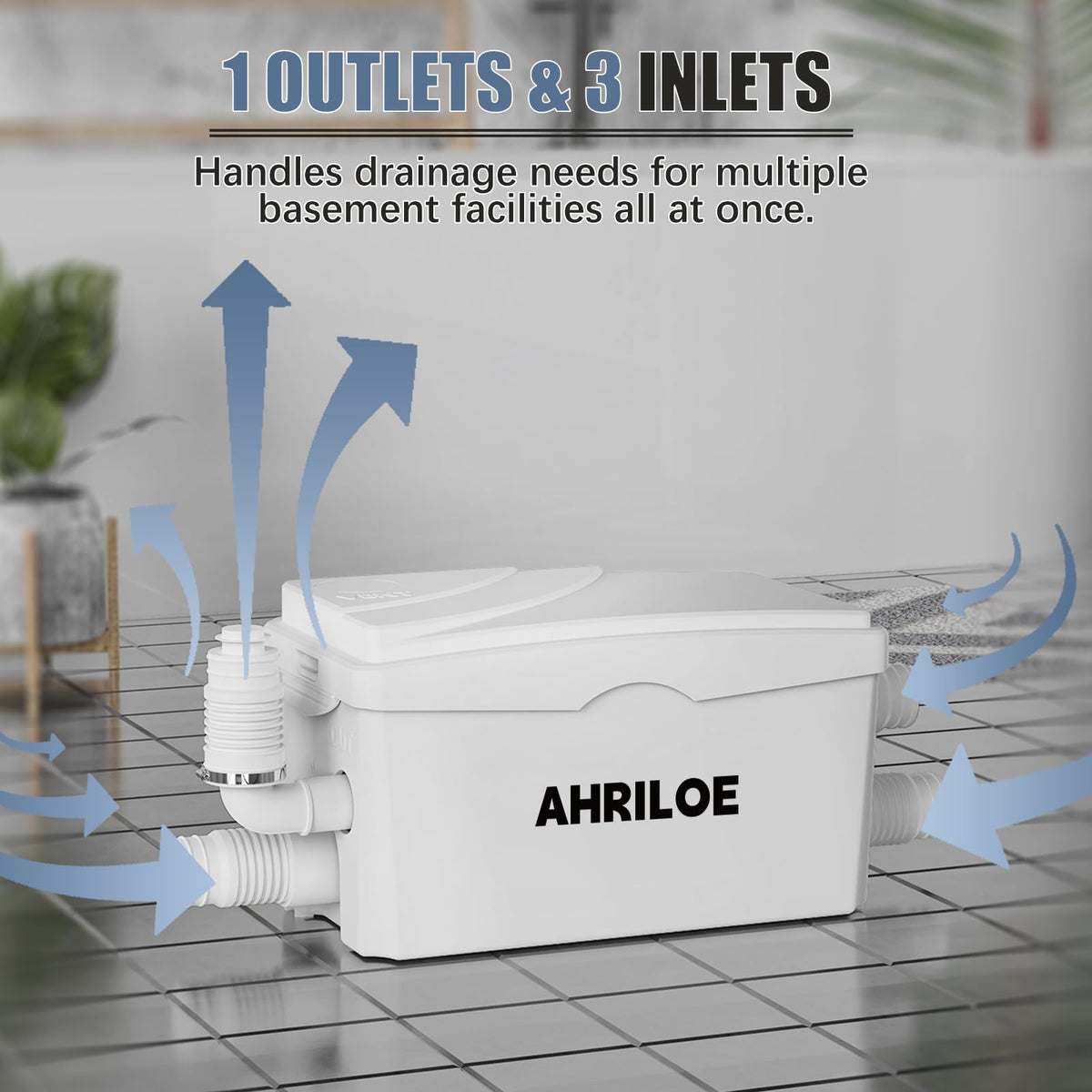 450W Sink Pump with 3 Inlets/1 Outlets, Macerator Pump(Not for Toilet)