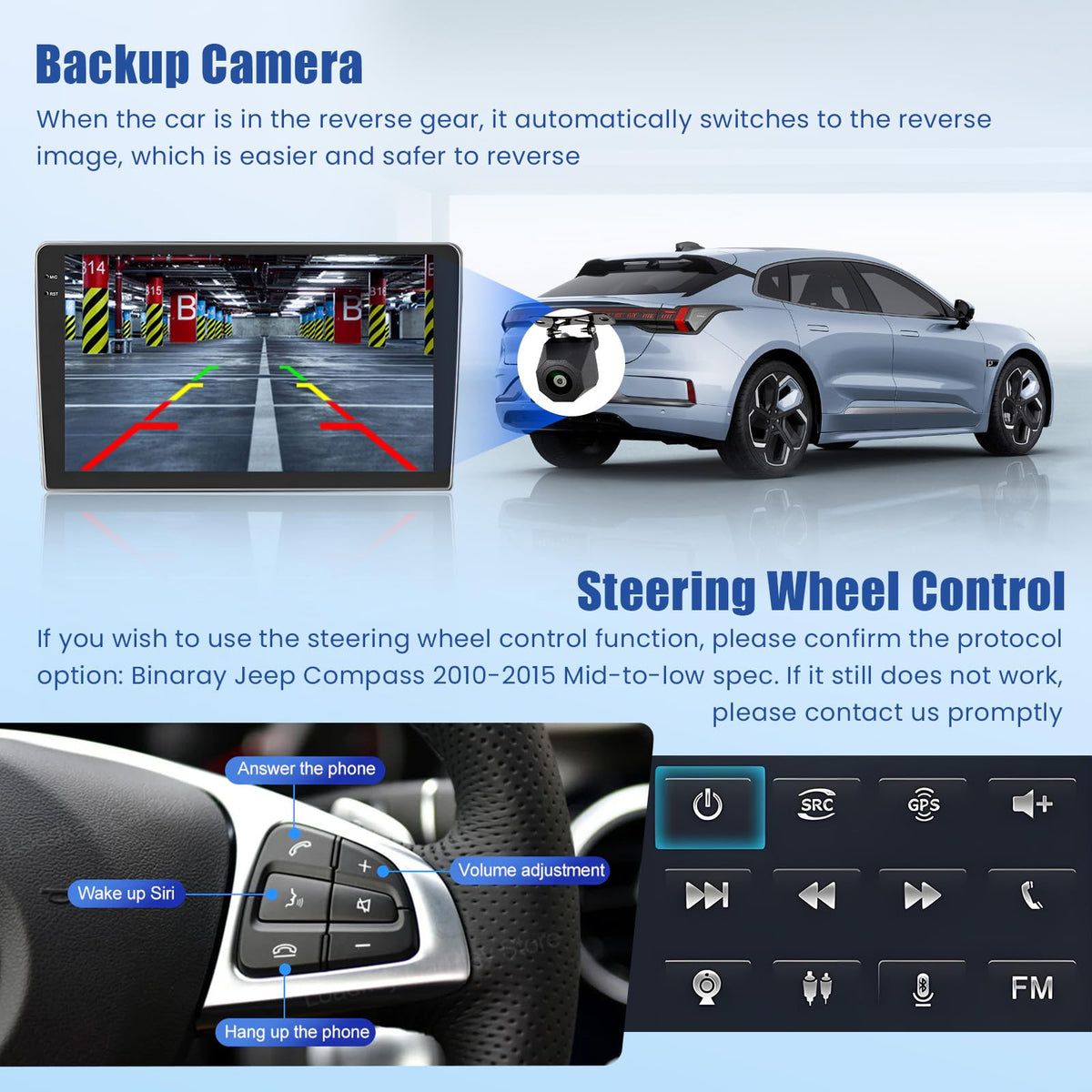 5Ghz WiFi [4G+128G] Android 15 Car Radio for Jeep Compass Patriot 2010-2016 Car Stereo with Wireless Carplay/Android Auto, 10 Inch HD Touch Screen with GPS Bluetooth FM/RDS EQ SWC