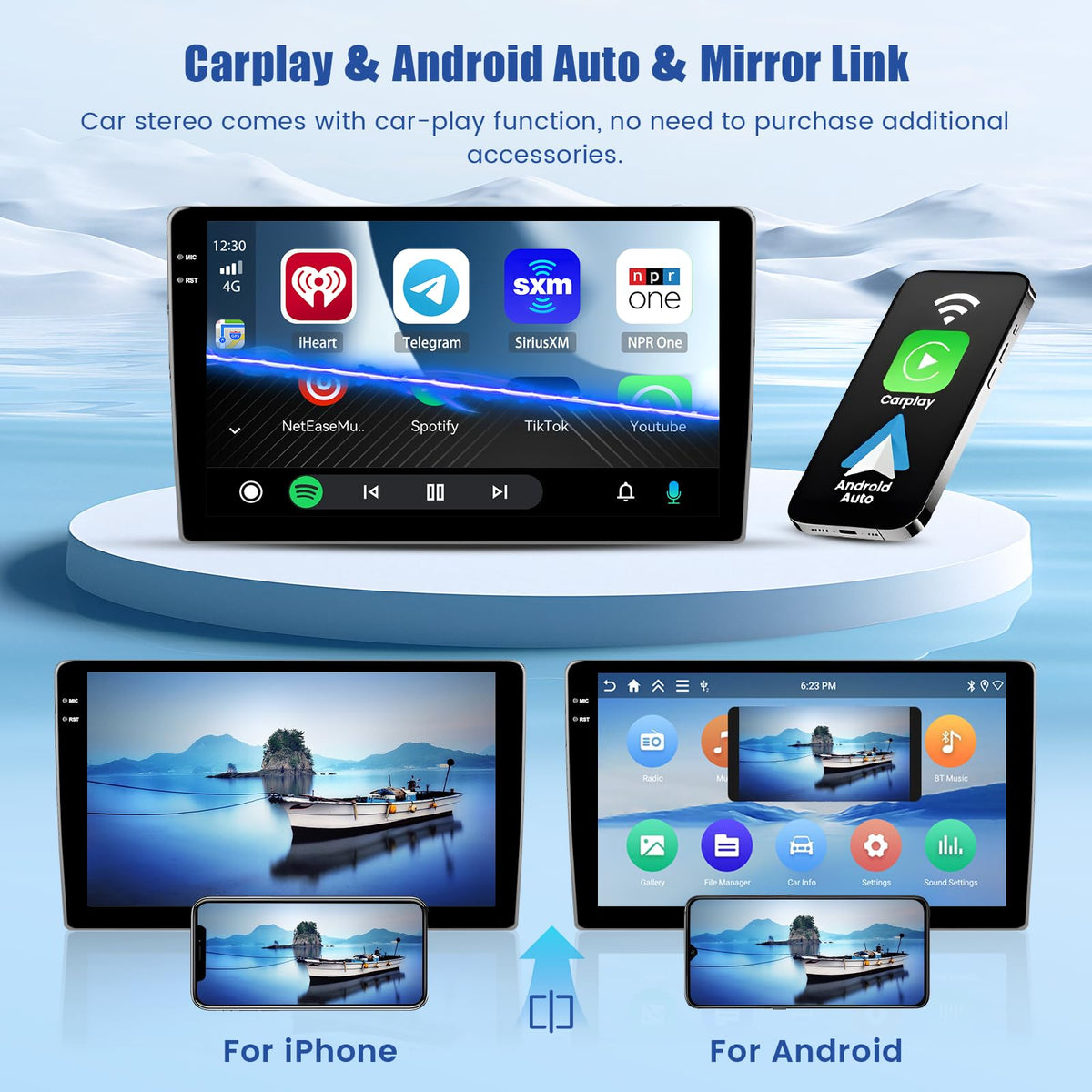 5Ghz WiFi 4G+128G Android 15 Car Radio for Jeep Wrangler Compass Grand Cherokee Dodge Ram Car Stereo with Wireless Carplay/Android Auto, 10" HD Touchscreen with GPS Bluetooth5.0 FM/RDS EQ SWC