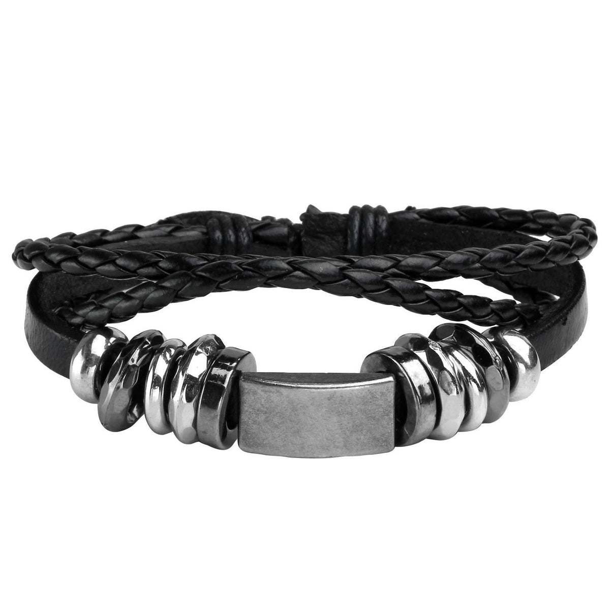 Eigso 12 Pcs Men's Braided Leather Bracelets Vintage Country Cowboy Bracelet for Man Brown Wood Wristband
