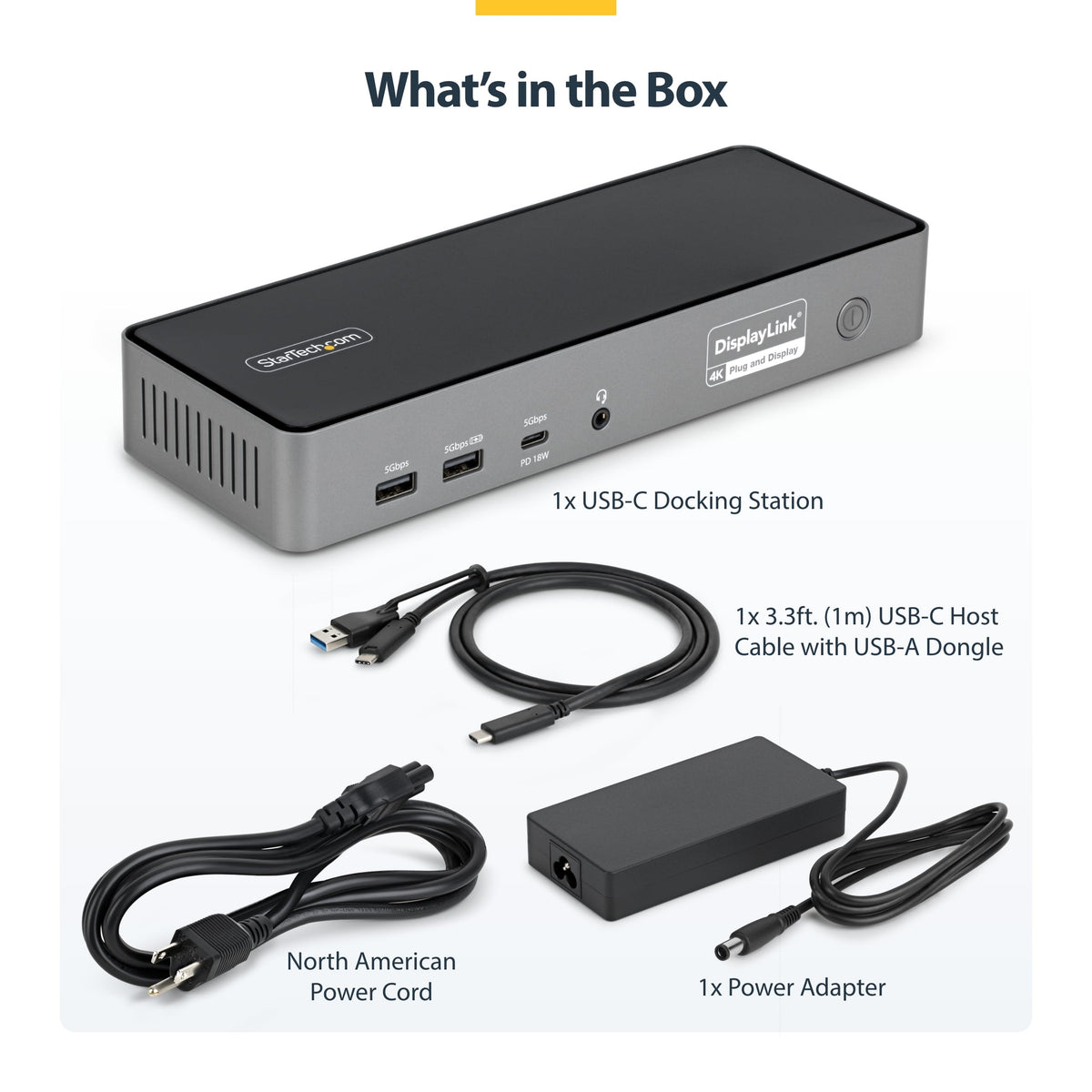 StarTech Triple Monitor USB-C Docking Station, 4K 60Hz DisplayLink Dock for MacBook M1 M2 M3 M4 & Windows, 2.5GbE, 2X HDMI & 2X DP, 140W Laptop Charging, USB-C DP Alt Mode - TAA
