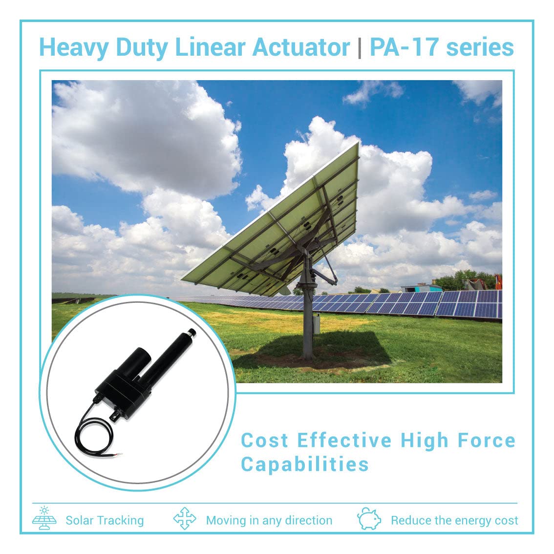 Progressive Automations 12V High Force Linear Actuator - 14 inches Stroke, 850 lbs Force, Industrial, Heavy Duty Linear Actuator with IP65 Protection for Agriculture Automotive Industry, PA-17
