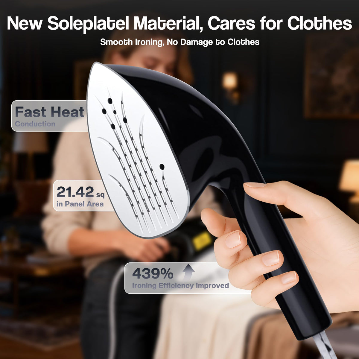 MOMOKOVA Standing Garment Steamer with Dry Ironing, 2000W Powerful Steamer for Clothes with with Flat & Slant & Hanging Iron Options,3 Steam Modes, 25s Fast Heat-Up, 2.2L Water Tank (Black-Silver)