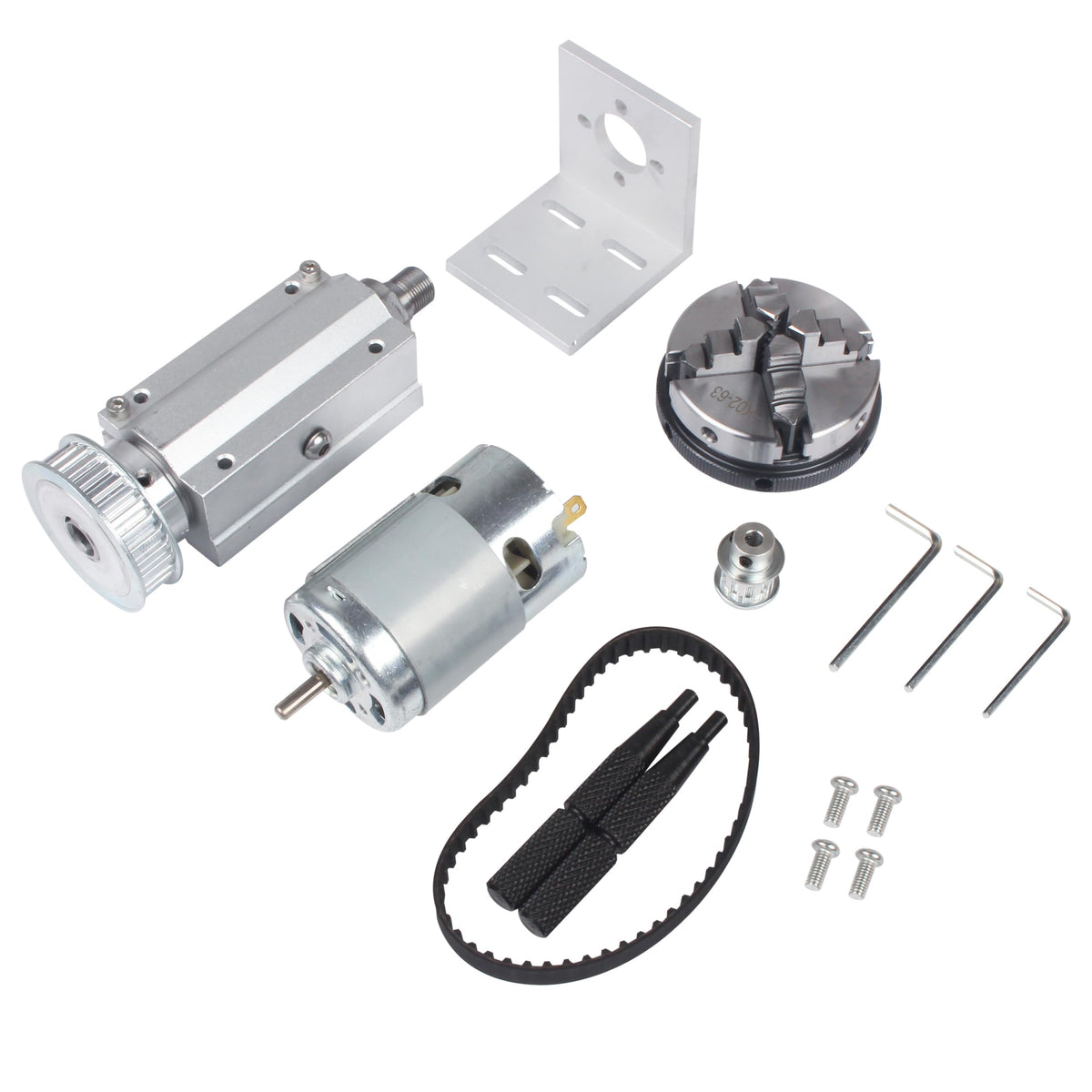 RATTMMOTOR No powered Multi-function Lathe chuck spindle assemblies 895 Motor Rotary Lathe Woodworking Spindle Motor Chuck 63mm for CNC Lathe Grinder machine Table Saw (4 Jaw 63mm)