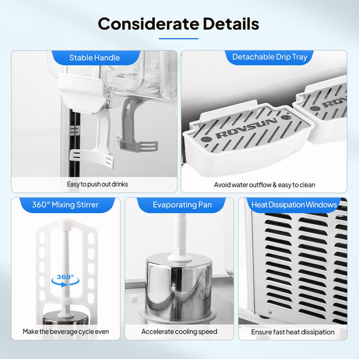 ROVSUN 9.6 Gallon/36L Commercial Beverage Dispenser Drink Dispenser, 18L X 2 Tanks Commercial Juice Dispenser Stainless Steel with Thermostat Controller for Home Restaurant Bar Party 110V/60HZ