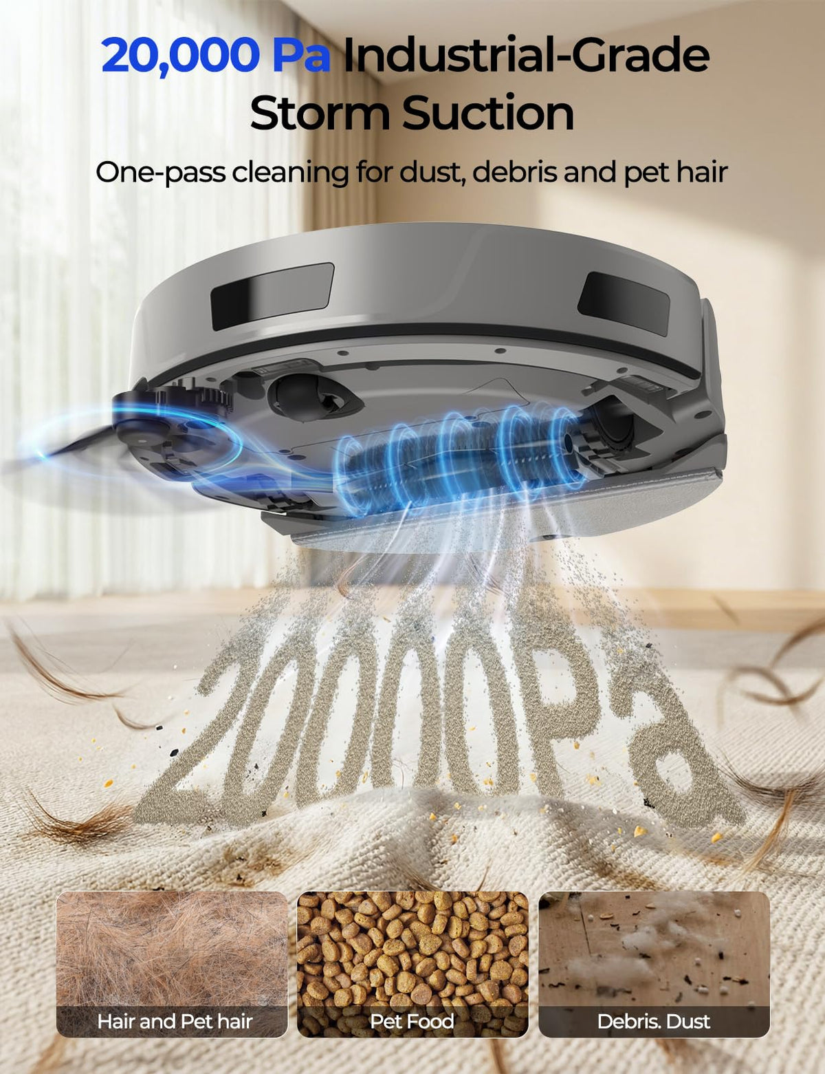 Redroad Robot Vacuum 20,000 Pa Robot Vacuum Mop,120Day Self Emptying Vacuum Robot,Lidar Navigation,5G 2.4GWiFi APP Aspirateur Robot,Self-Charging Robot Vacuums for Pet,Floor,Carpet GrayR11