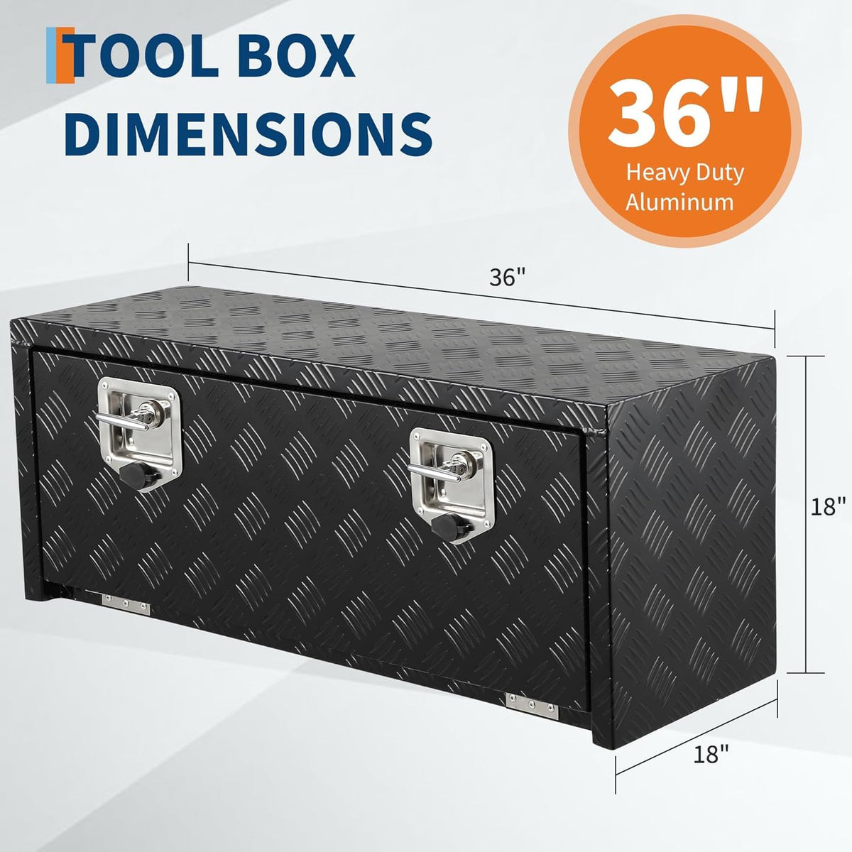 GarveeTech 30 Inch Underbody Truck Tool Box Aluminum for Pickup RV Toolbox Truck Bed Toolboxes Heavy Duty Waterproof Trailer Tool Box with Lock (Black, 36 x 18 x 18)