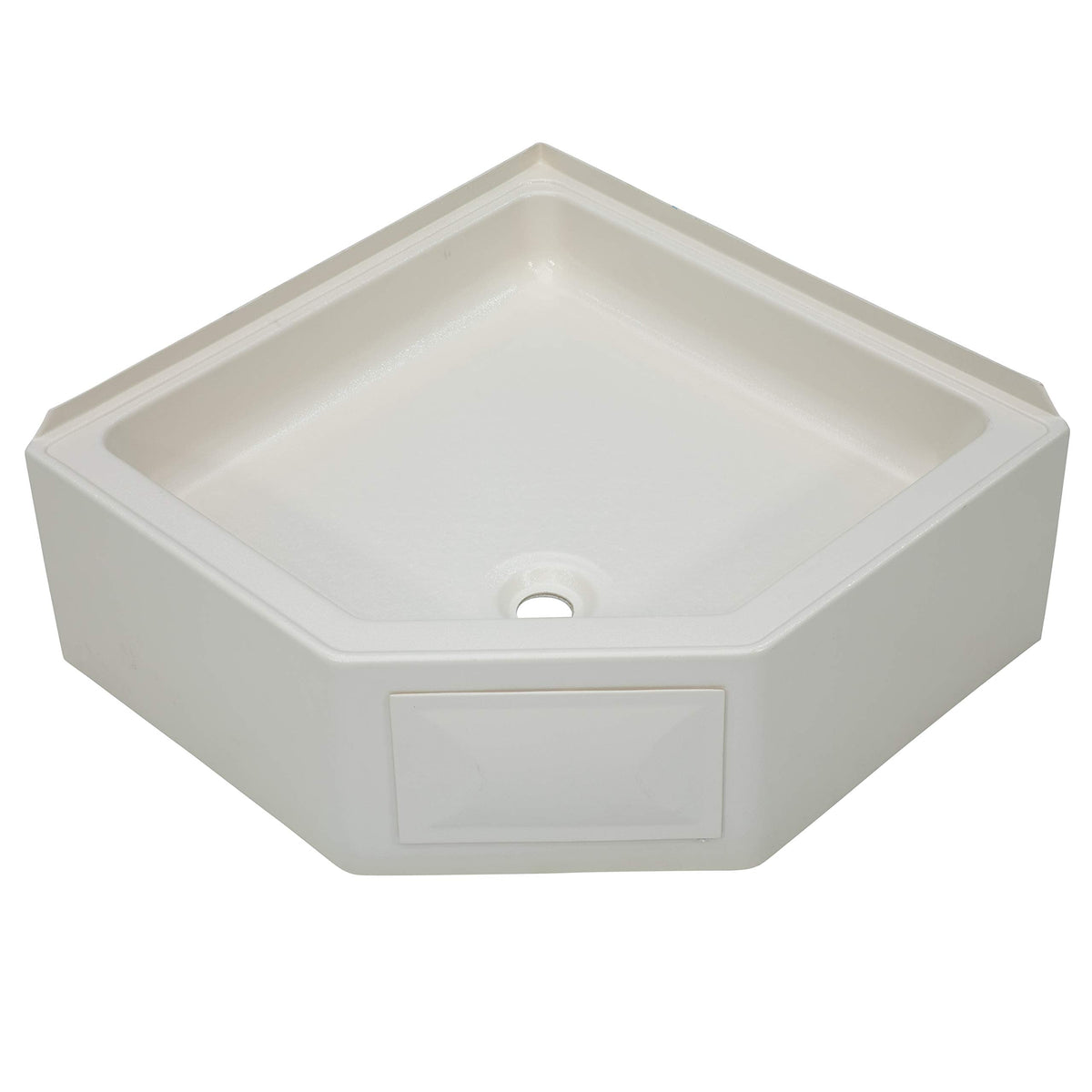 Lippert Replacement 27" x 27" Parchment Corner Shower Pan with Center Drain for RVs, Travel Trailers, 5th Wheels, and Motorhomes - 298087
