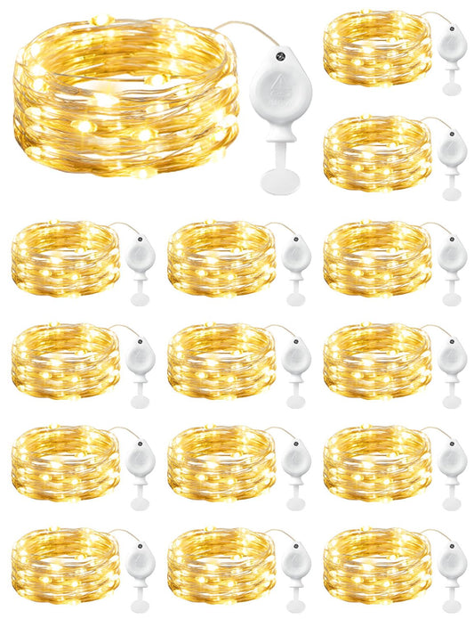 Brightown LED Fairy Lights, 14 Pack, 7ft, 20LED, Waterproof Silver Wire, Warm White, Ideal for Mason Jars, Christmas, Wedding, Party