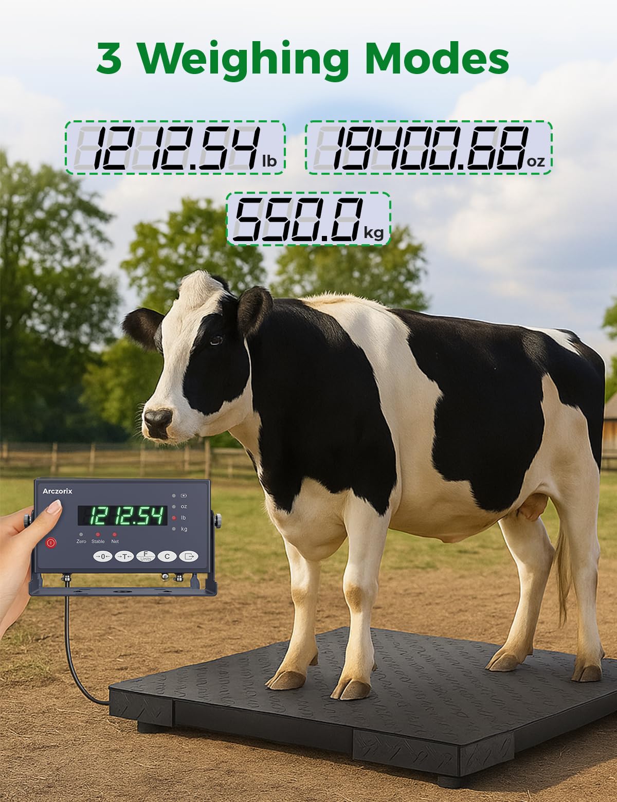 60"x 60" 10000Lbs Arczorix Industrial Floor Scale, Precision Pallet Scale with Digital Indicator, Heavy Duty Weighing Scale for Floor Bench Office Weight Weighing