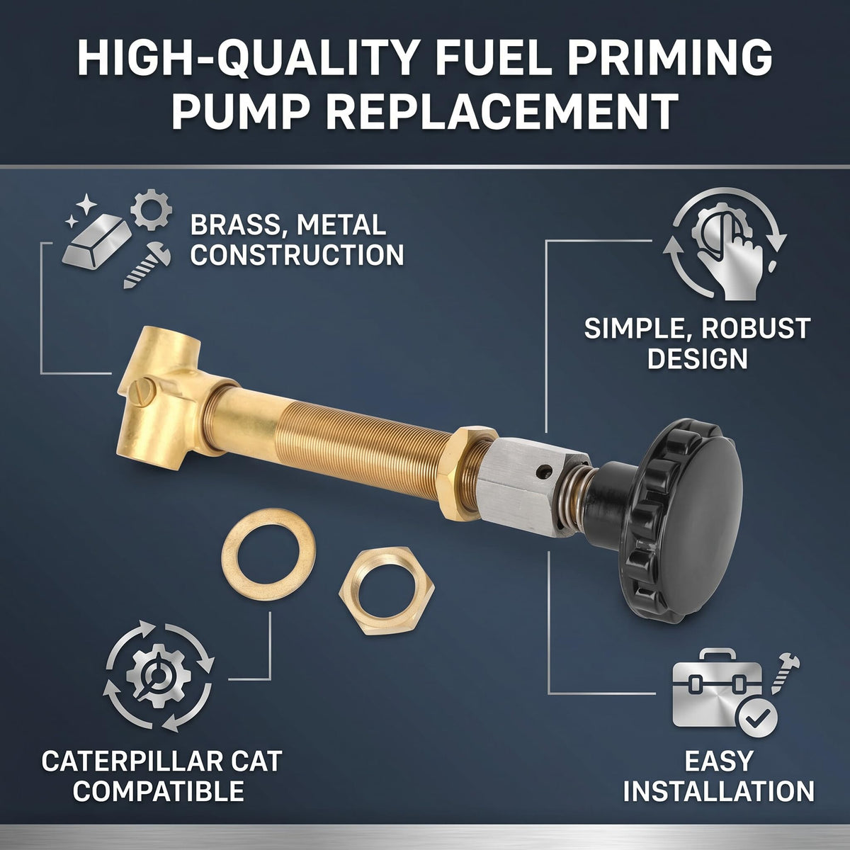 Fuel Priming Pump 9H2256 Diesel Generator Set Shut-off Oil Cut Solenoid Valve Replacement Parts Fit Construction Machinery Hand Oil Pump for Caterpillar CAT 3106 3304 D5B 980B D6C 816