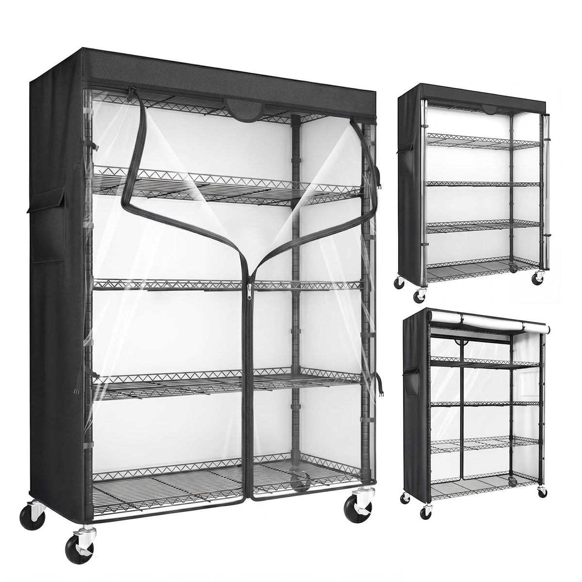 ZYSUOR Wire Shelving Unit with 600D Oxford Cover, 36" W x 18" D x 72" H, 5-Tier Heavy Duty Rolling Shelf Rack on Wheels for Garage, Basement & Warehouse