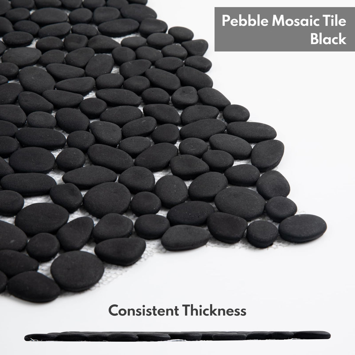 Lovdeco Pebble Tile Shower Floor, Mosaic Pebble Backsplash for Wall, Stone Tiles for Bathroom and Outdoor Garden, 5 Sheets, Black