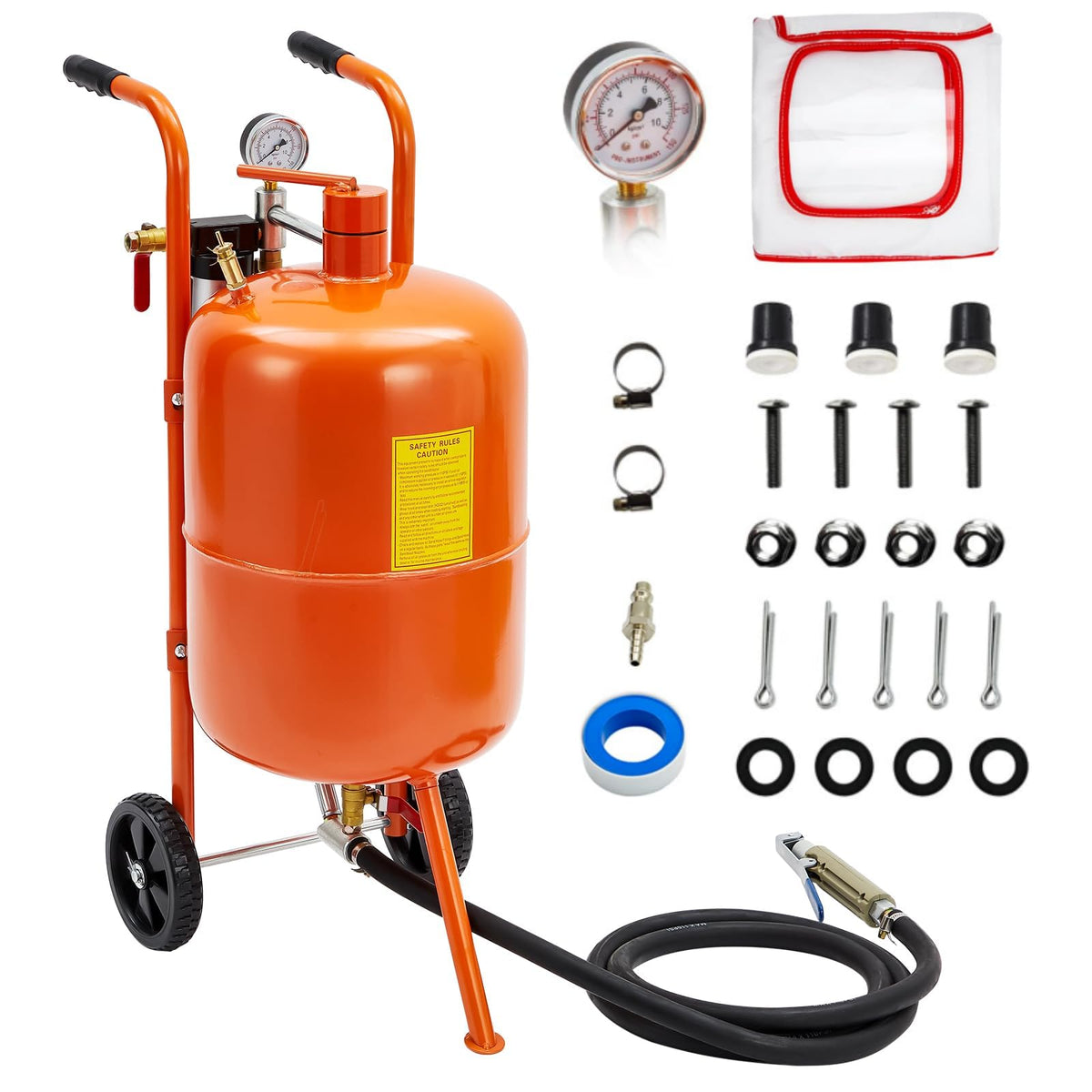 20 Gallon Sand Blaster Sand Blasting Machine, 60-110 Psi Pressure Air Sand Blasting Kit with 4 Ceramic Nozzles & Oil-Water Separator, Portable Abrasive Blaster for Paint Stain Rust Removal