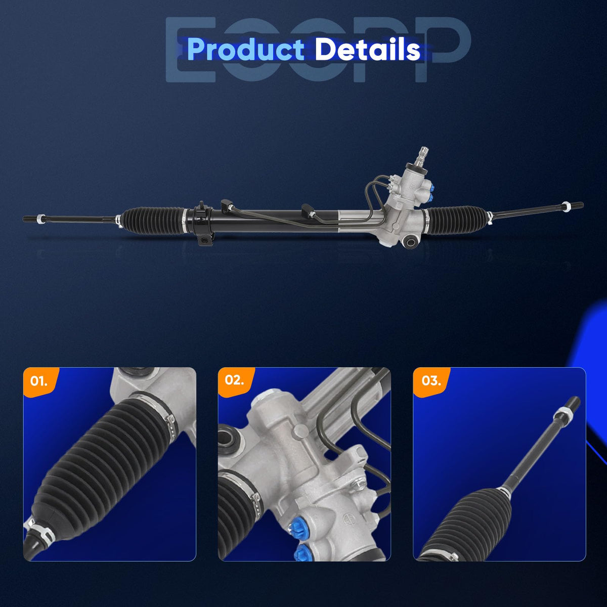 ECCPP Hydraulic Complete Power Steering Rack and Pinion Assembly For Toyota Tacoma 2005-2021 2.7L 3.5L 4.0L 4425048041 New, Direct-fit, Durable