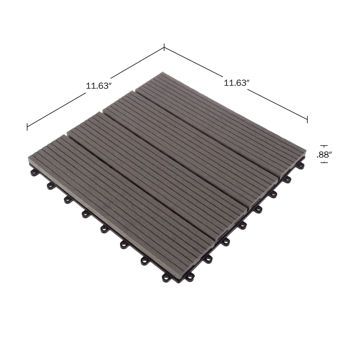 Interlocking Deck Tiles - 30-Pack 11.6-in Wood Plastic Composite All-Weather Outdoor Flooring Balcony Poolside or Patio by Pure Garden (Gray)