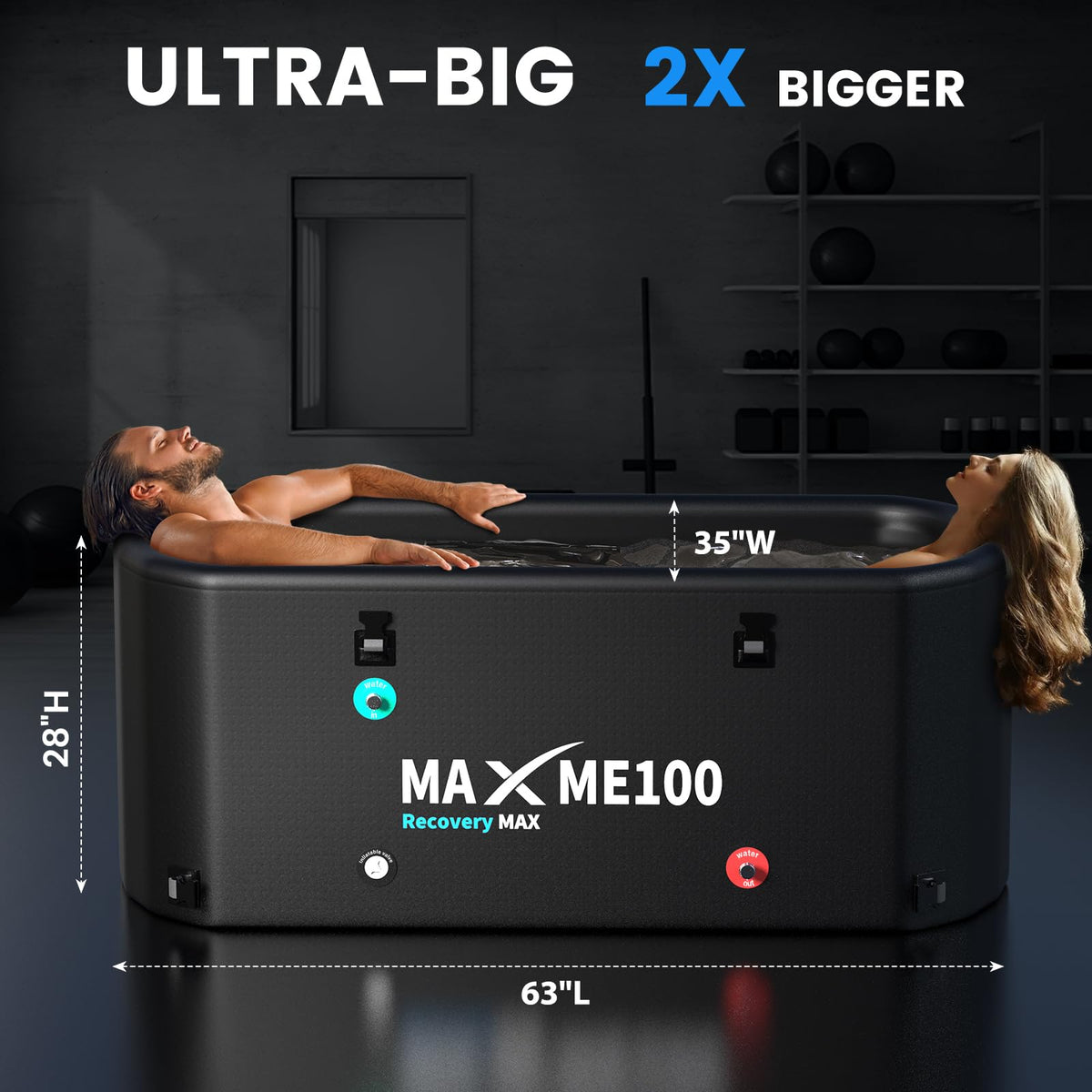 MAXME100 Cold Plunge Tub, Ice Bath Tub, Withstands 618 lbs, High Strength XXXL Cold Plunge With Non-Slip Step, Portable, Inflatable, Gift