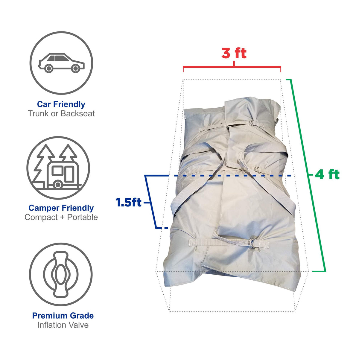 Newport 10ft 6in Newport Model Inflatable Dinghy Boat Transom Sport Tender - 5 Person - 15HP USCG Rated, White/Gray