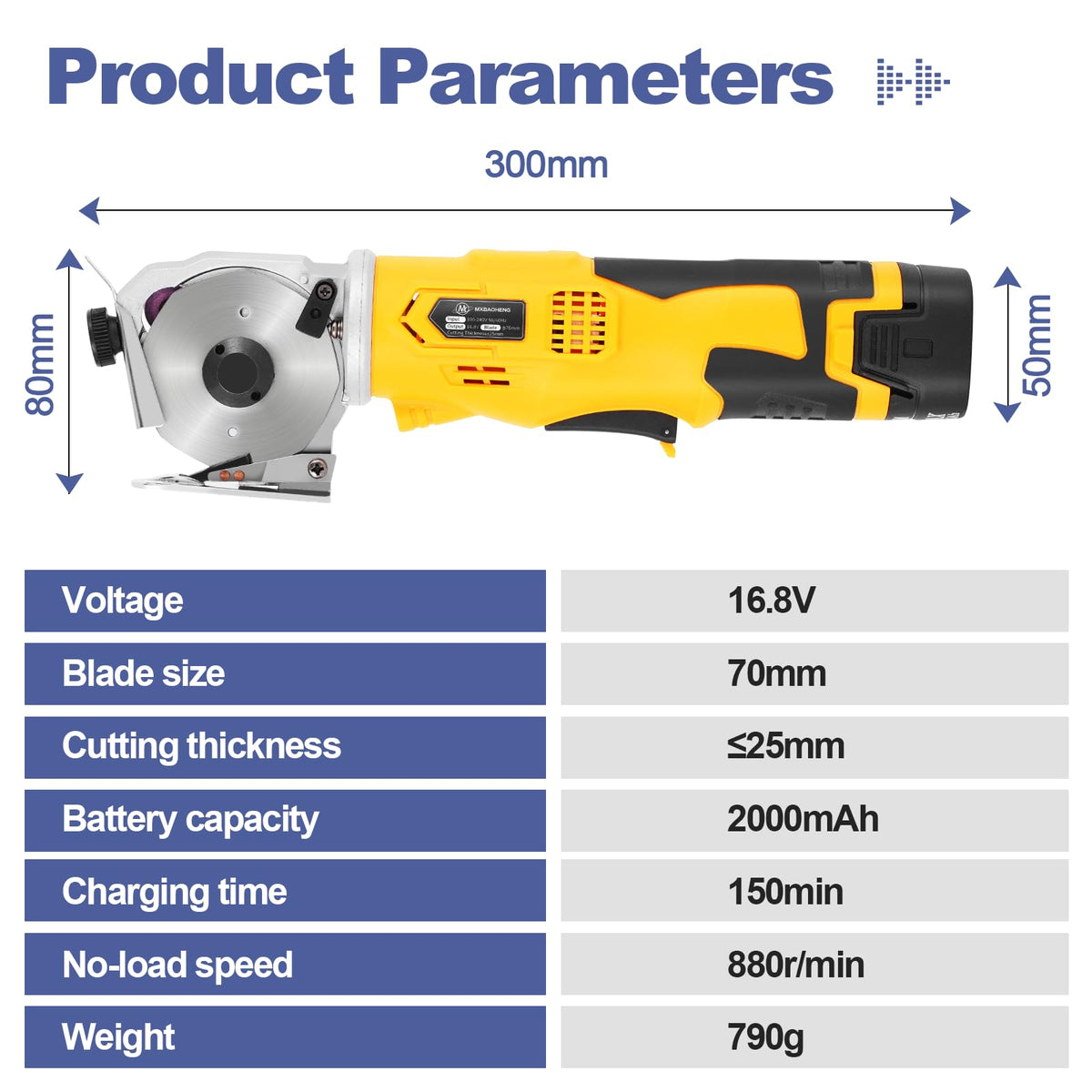 MXBAOHENG Electric Scissors Cordless Cardboard Cutter Rotary Cutter with Safety Switch, Power Box Cutter Fabric Cutting Machine (2 Batteries)