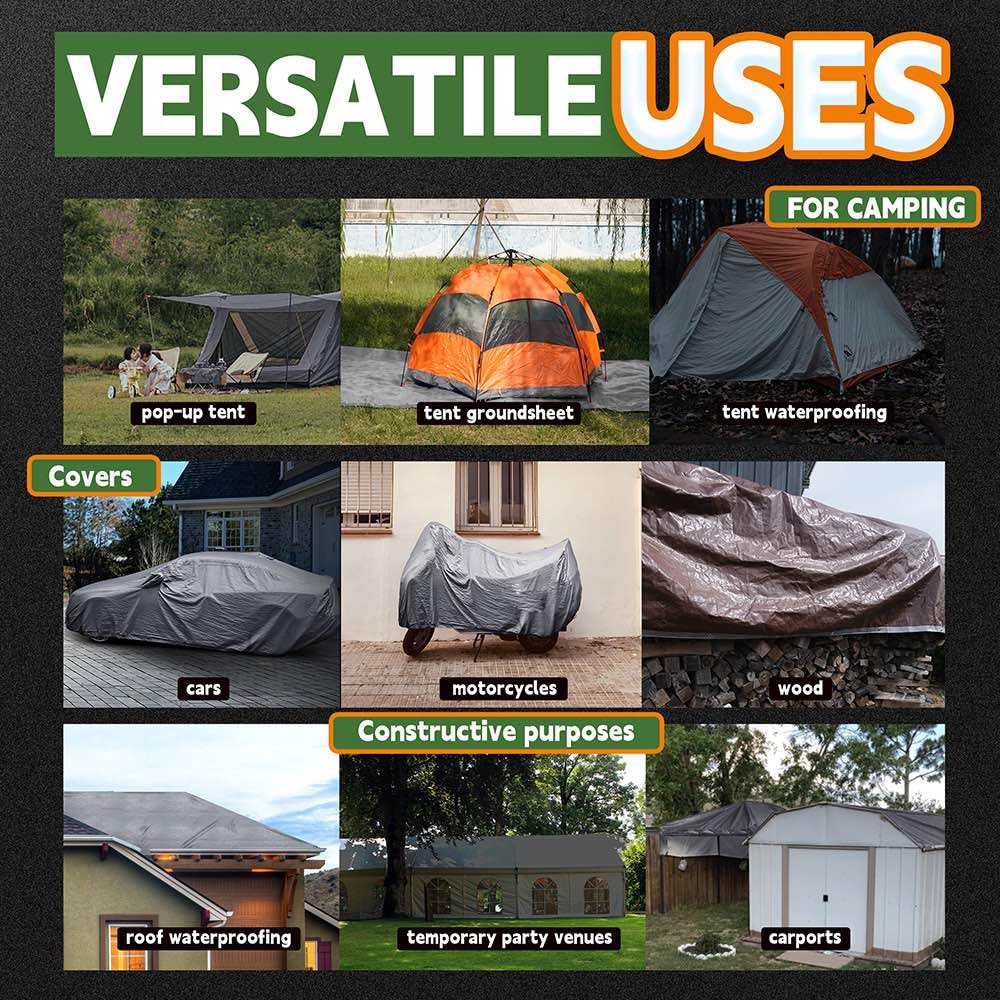 RAINDEWAY Large Tarp,40x60 Feet Tarps Heavy Duty Waterproof,10Mil Thick Multipurpose Tarp Cover with Metal Grommets and Reinforced Edges,Silver/Brown