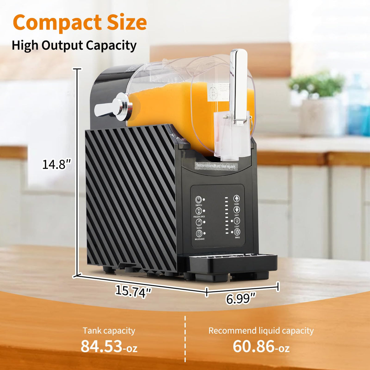 SierraSquad 84oz (2.5L) Slushie Machine with 3 Preset Modes - Frozen Drink Maker for Slush, Frappe & Milkshake, LED Display, Auto-Clean & One-Touch Dispensing for Home & Party Use