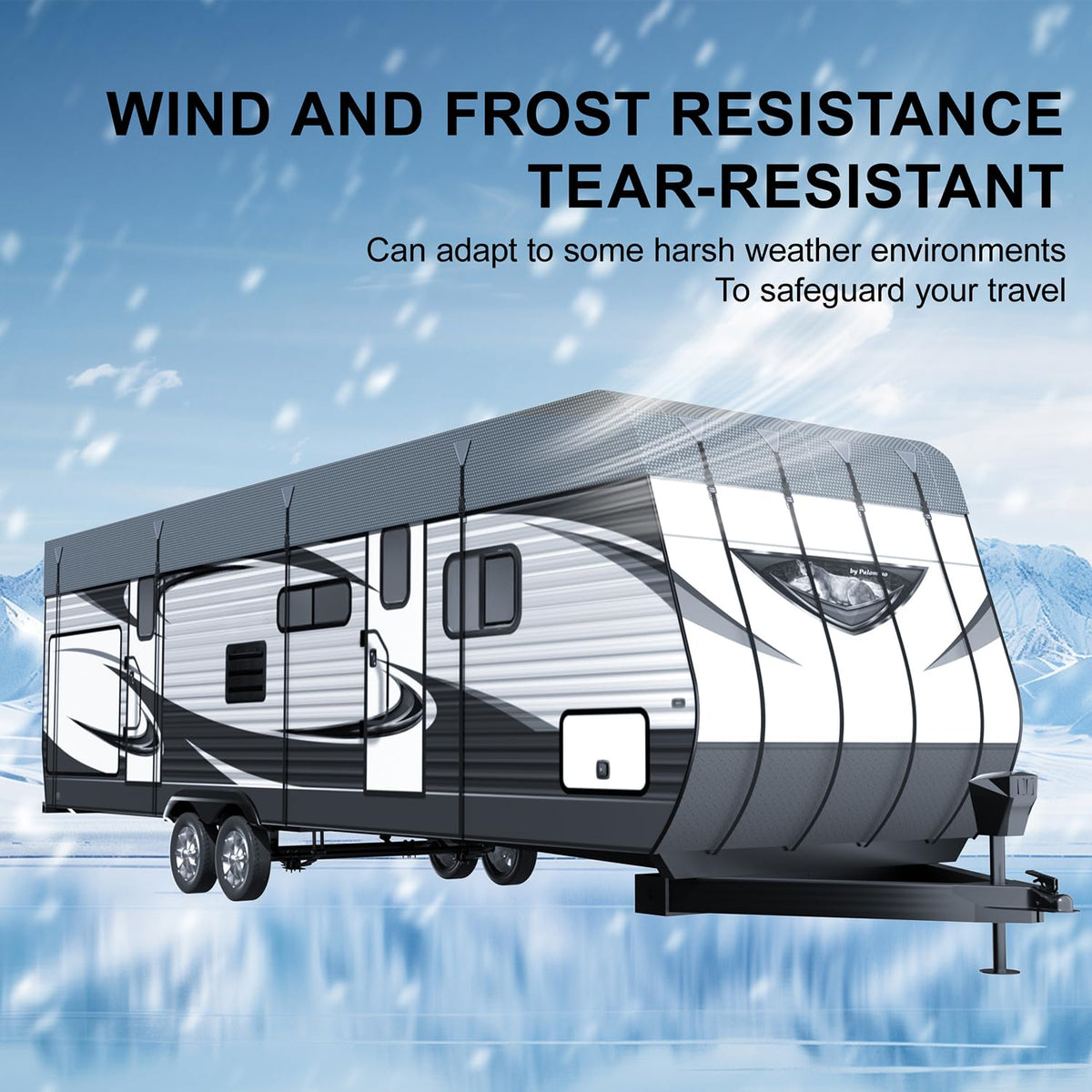 Heavy Duty RV Roof Cover - Waterproof Top Tarp Roof Only for Travel Trailer, 5th Wheel, Truck Camper & Class A B C Motorhome, Winter UV Snow Weather Protection, Gray, 27.9 x 12.5ft