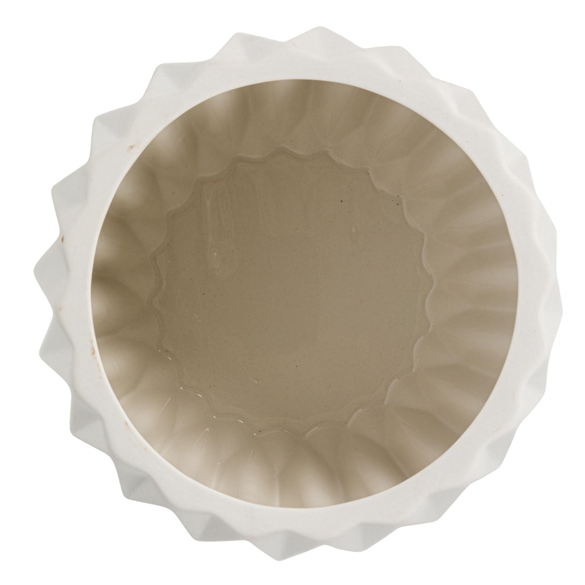 Bloomingville White Fluted Stoneware Flower Pot