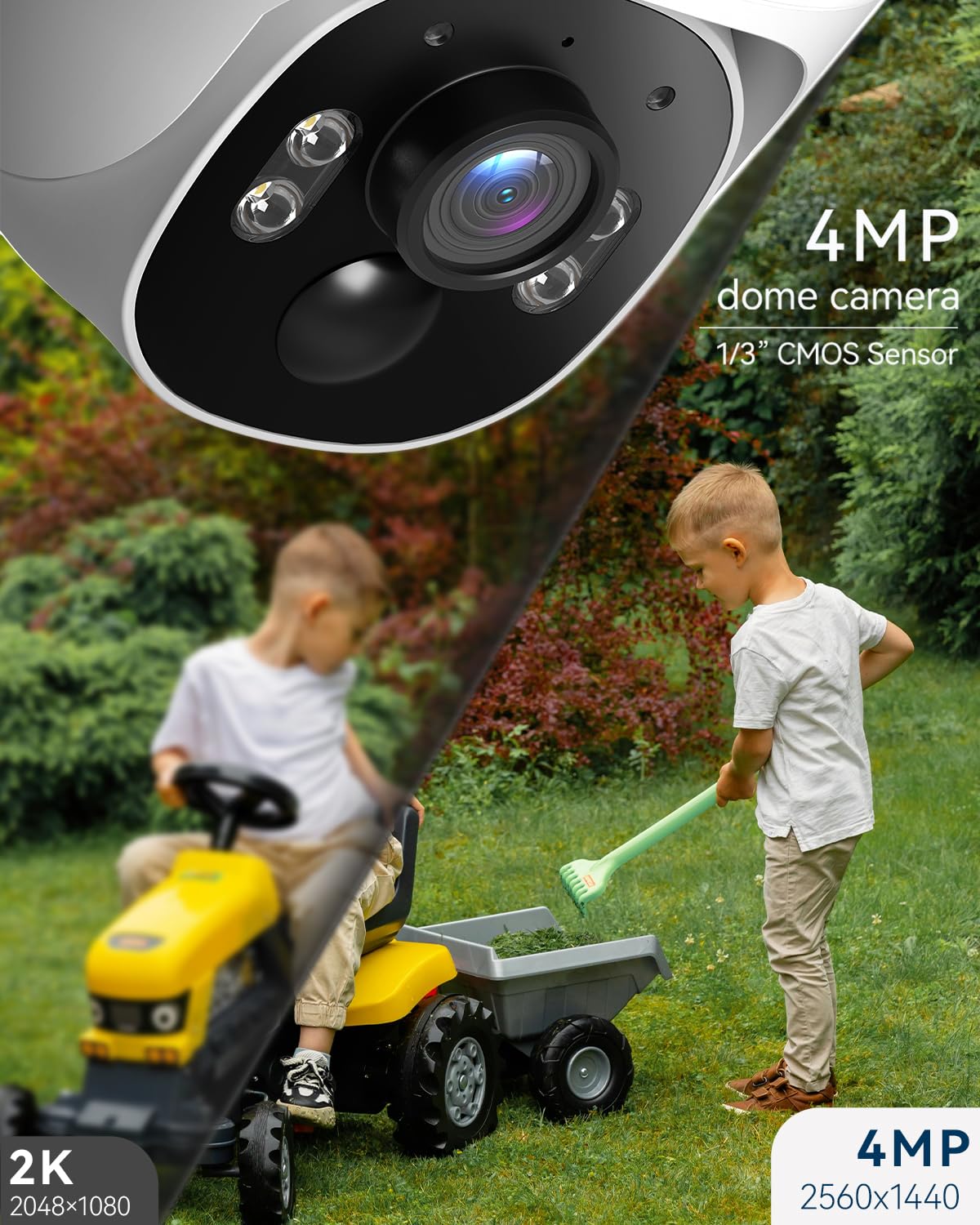 Solar Security Cameras Wireless Outdoor System with 10'' Touch Monitor 10CH NVR, 4MP WiFi6 Cameras for Home Security, 355° Pan 90° Tilt, Night Color, 2-Way Audio, 500G HDD, 0 Monthly Fee, 4 Cam-Kit