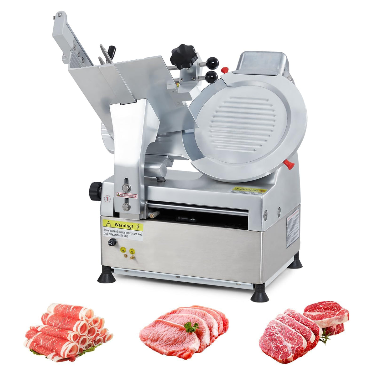 GarveeLife Automatic Meat Slicer Commercial Meat Cutter for Resturant Kitchen Use, with 12" Carbon Steel Blade