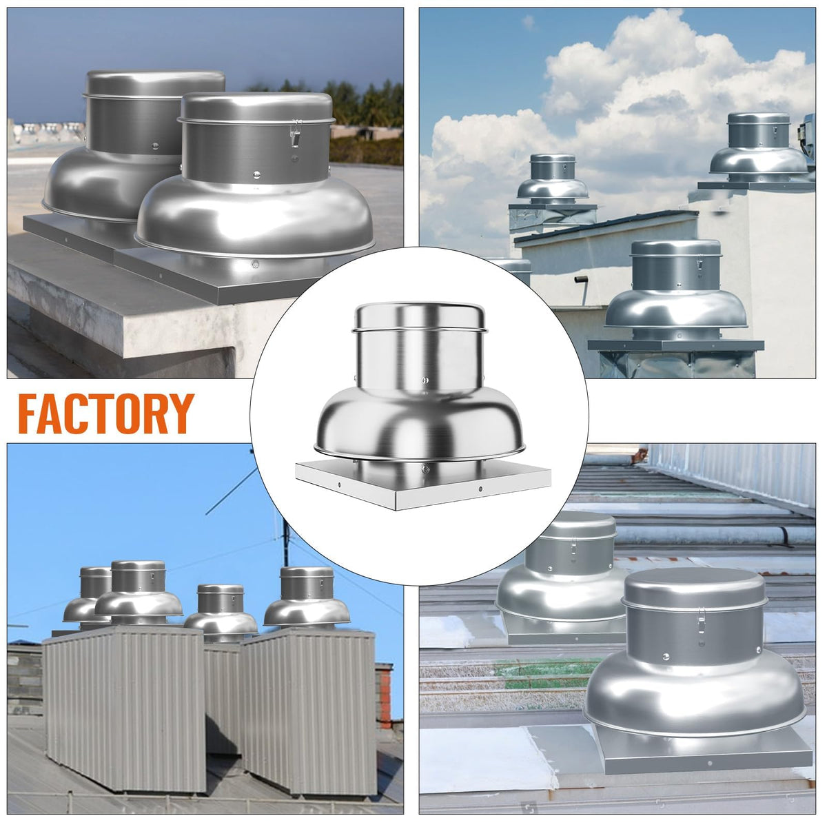 MilleLoom 2400 CFM Upblast Roof Exhaust Fan, High-Speed Direct Drive with Upgraded Motor, 25" Fan Base, Silent Operation Weather-Resistant Ventilation for Restaurants, Factories, Warehouses