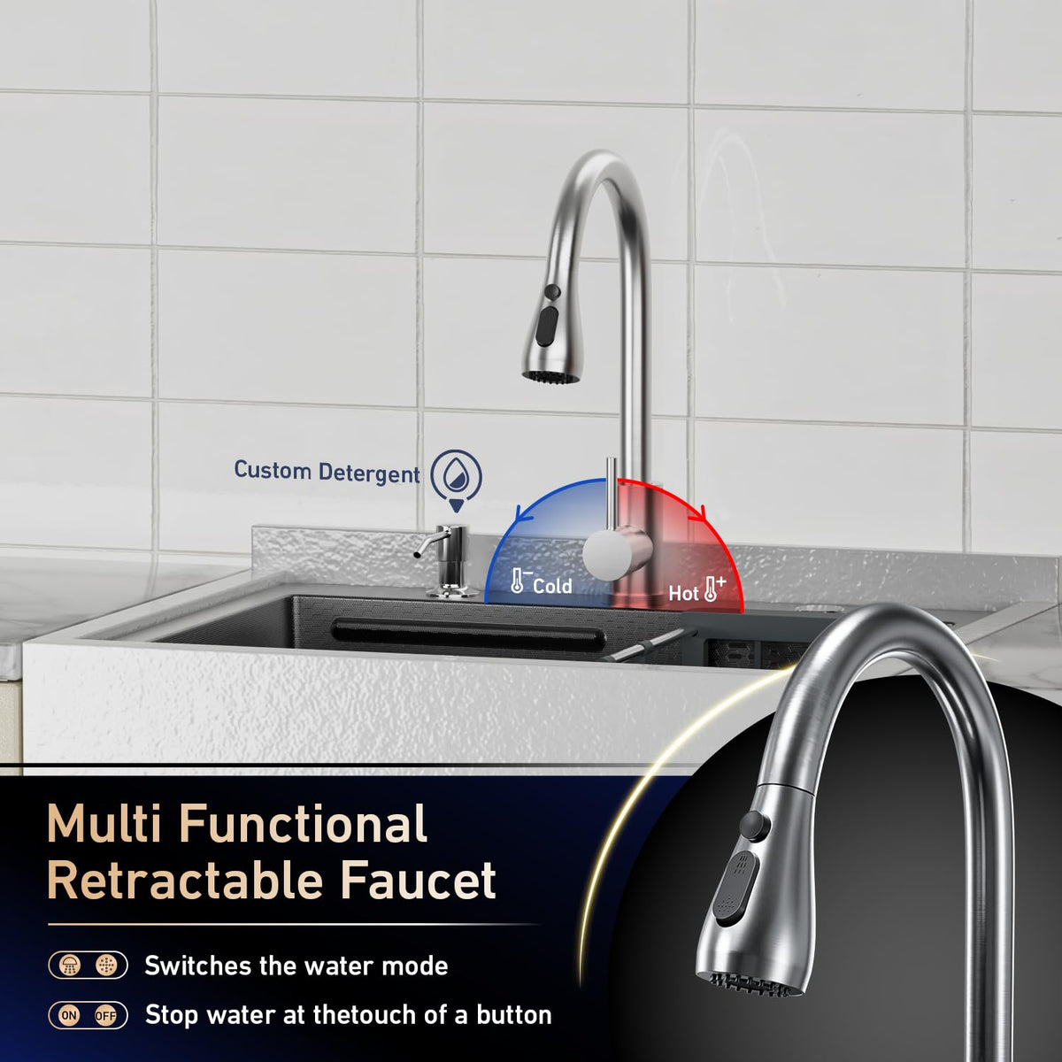 Laundry Sink with Cabinet, 26-Inch Wider Stainless Steel Utility Sink, Full Body Heavy Duty Design for Kitchen, Bathroom, Garage & Multi-Use Applications