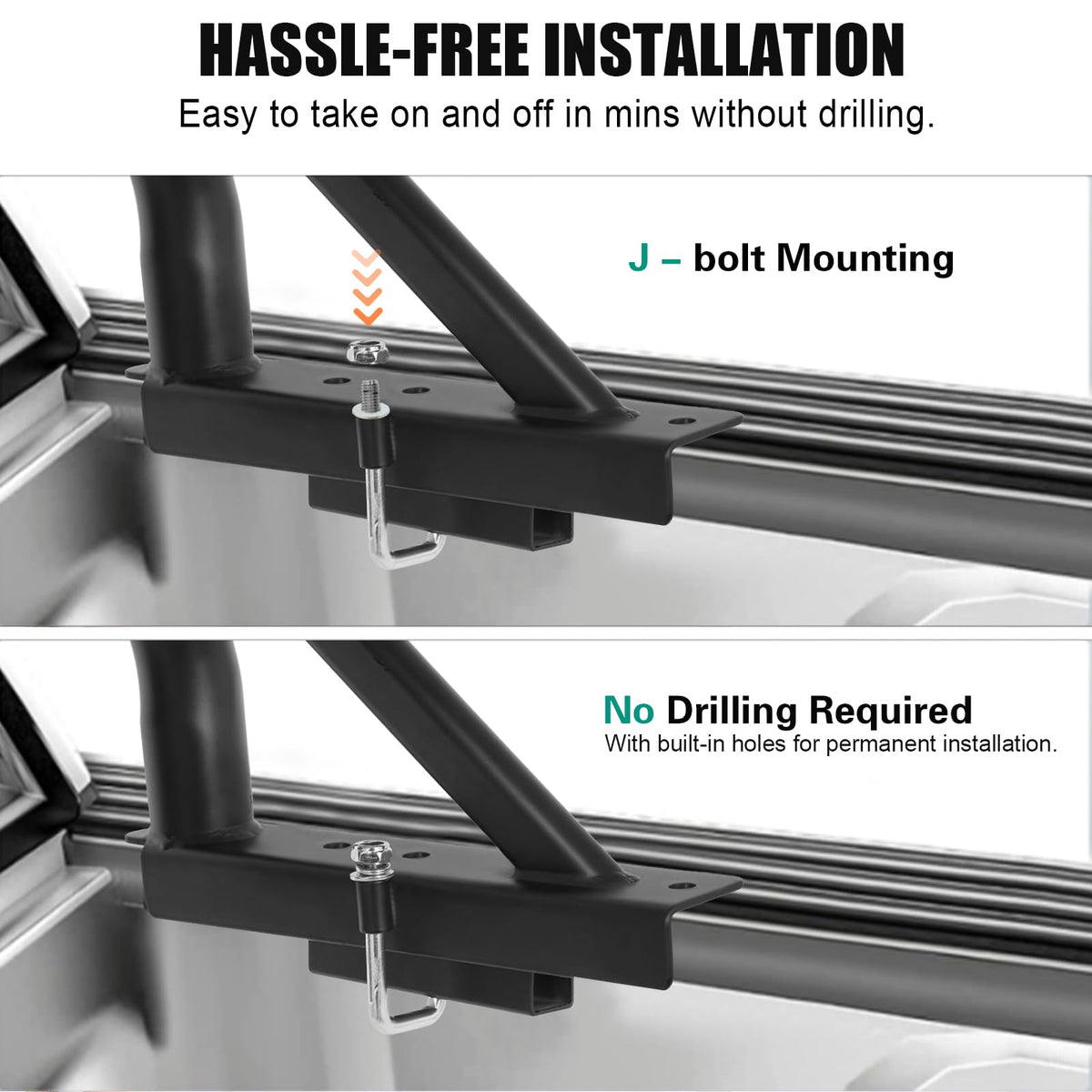 OUTPRIZE Non-Drilling Truck Rack, Heavy Duty Steel Extendable Truck Bed Ladder Rack, Fit for 52" to 71" Wide Truck Bed, 800 lb. Capacity