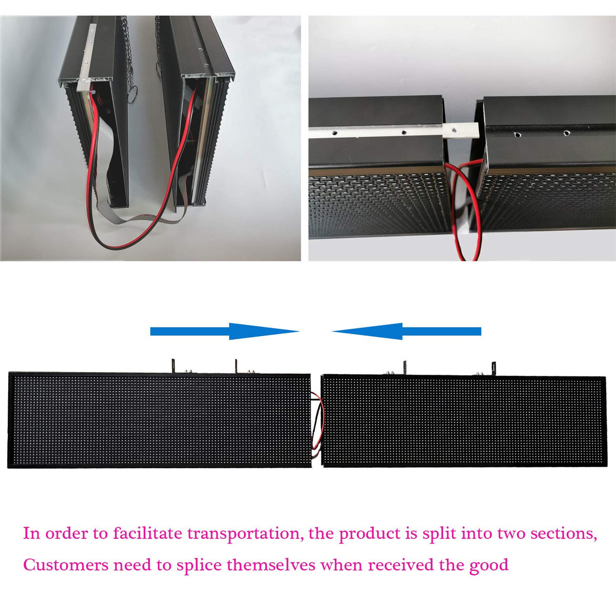 P10 Scrolling Led Sign 77"X14" Programmable Display Digital Sign Outdoor Message Board For Business Custom Banner Word Light Advertising Wifi Control High Brightness Neon