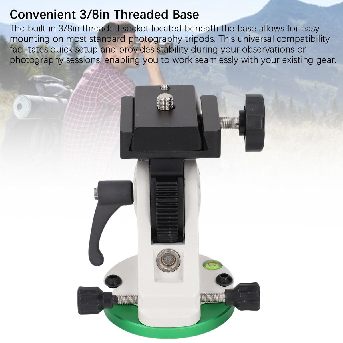 Equatorial Telescope Mount, Aluminum Alloy Telescope Tripod, Adjustable 90° Equatorial EQ Mount, Latitude Base for Accessory, Black