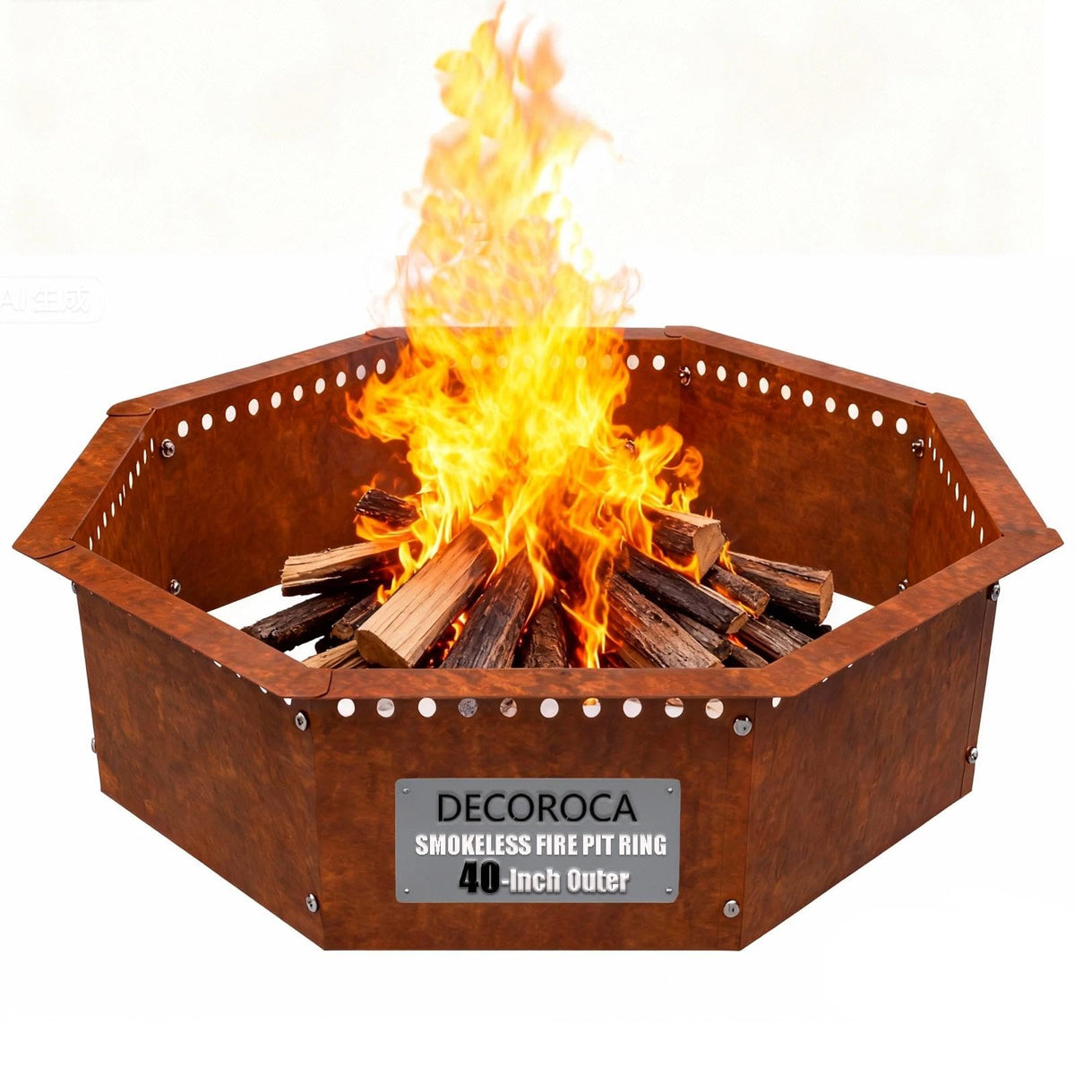 Decoroca Large Firewood Storage Rack Heavy Duty Smokeless Fire Ring – 40"