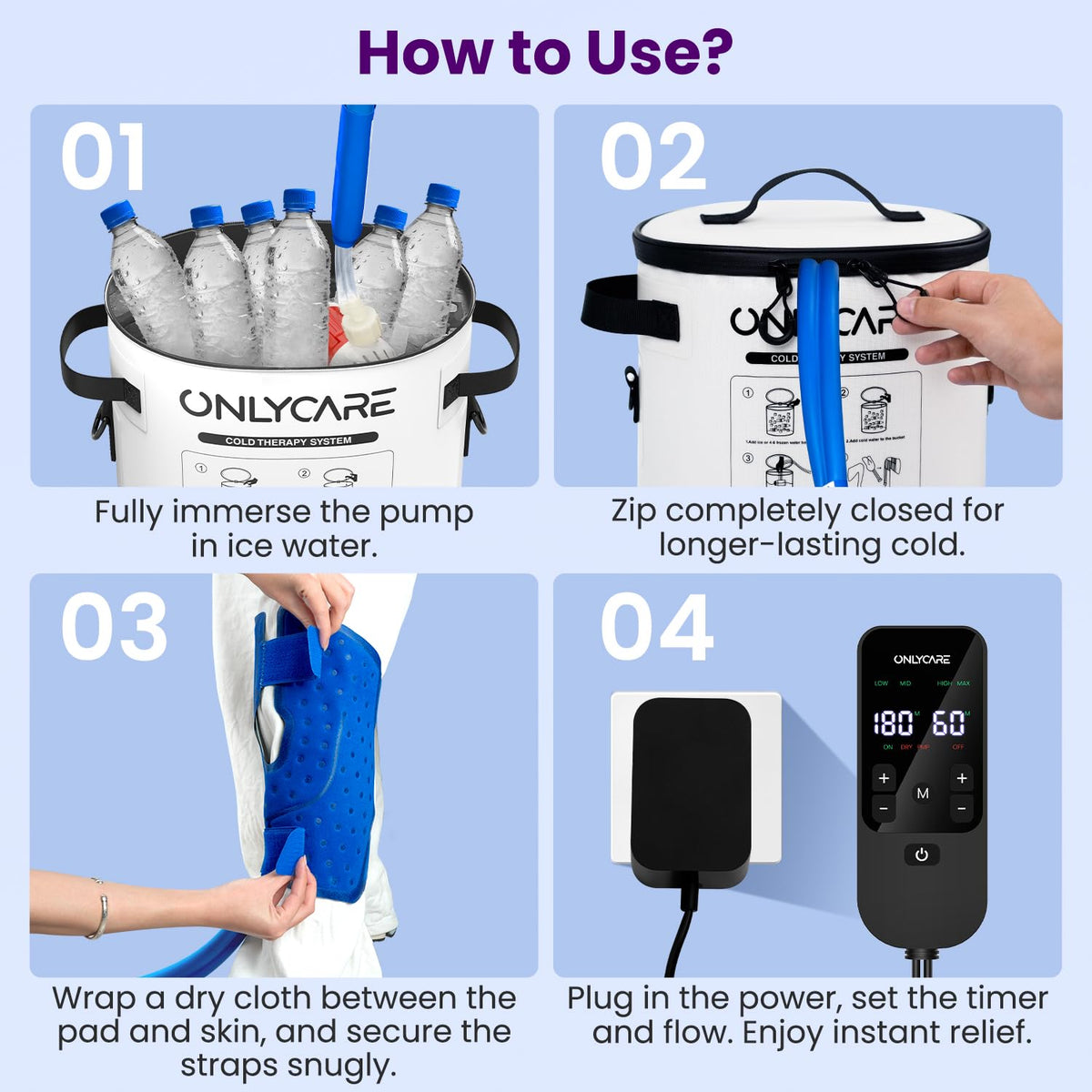Cold Therapy Machine, Program Timer Ice Machine for Knee After Surgery, Portable Ice Therapy Machine with Quiet Pump, Large Cold Pad for Ankle, Arm Joints, Sports Injuries, Cryotherapy Pain Relief